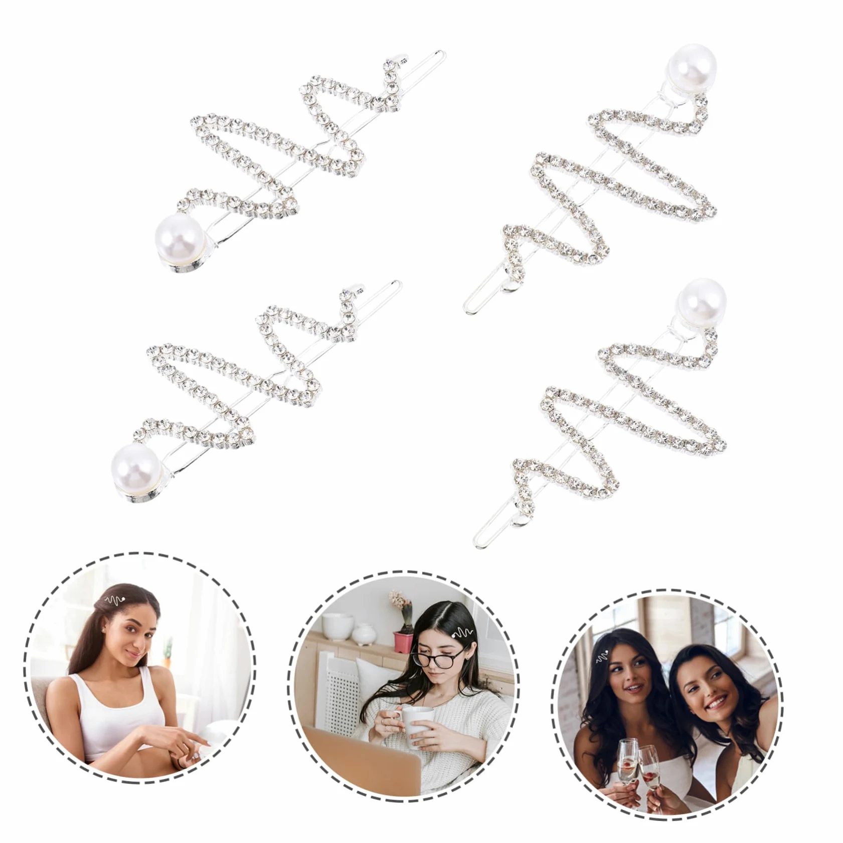 FRCOLOR 32 Pz Forcine per capelli da sposa per donne di diamanti fermagli per capelli perline Bobby capelli laterali luccicanti fermaglio per capelli semplice ed elegante sposa in lega di zinco carta