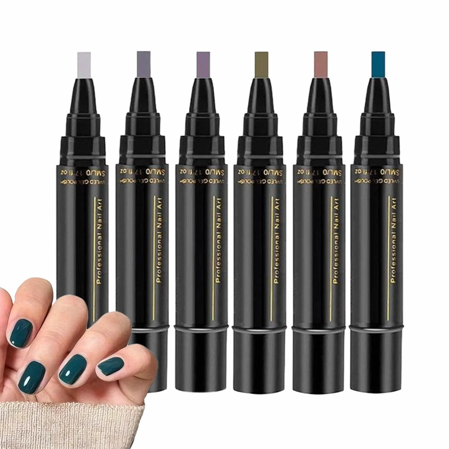 Penne Per Unghie Ad Asciugatura Rapida - Strumenti Per Manicure A Lunga Durata Da 6 Pezzi | Pennarelli Per Vernice Gel, Punta Fine 0,7 Mm, Impermeabili, Senza Lampada UV, Bambini, Donne, Adolescenti,