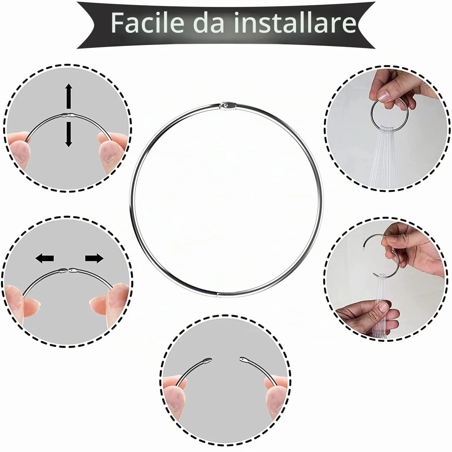 Unghie Finte per Espositore, per Prova Smalto, Mensola per Ventola Finta con Anello in Metallo