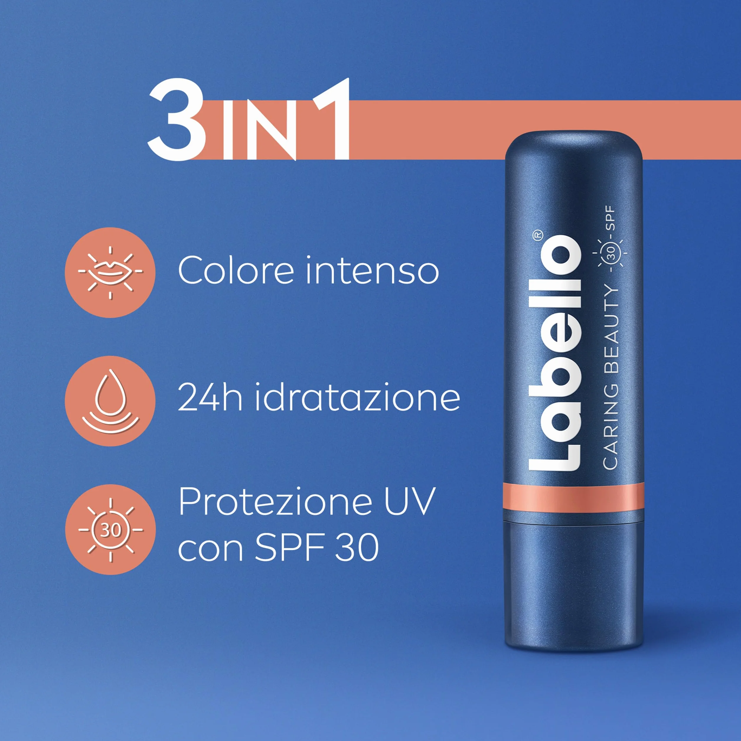 Labello Caring Beauty Lip & Cheek Nude 4.8 g, Burrocacao labbra e guance 2 in 1 con SPF 30
