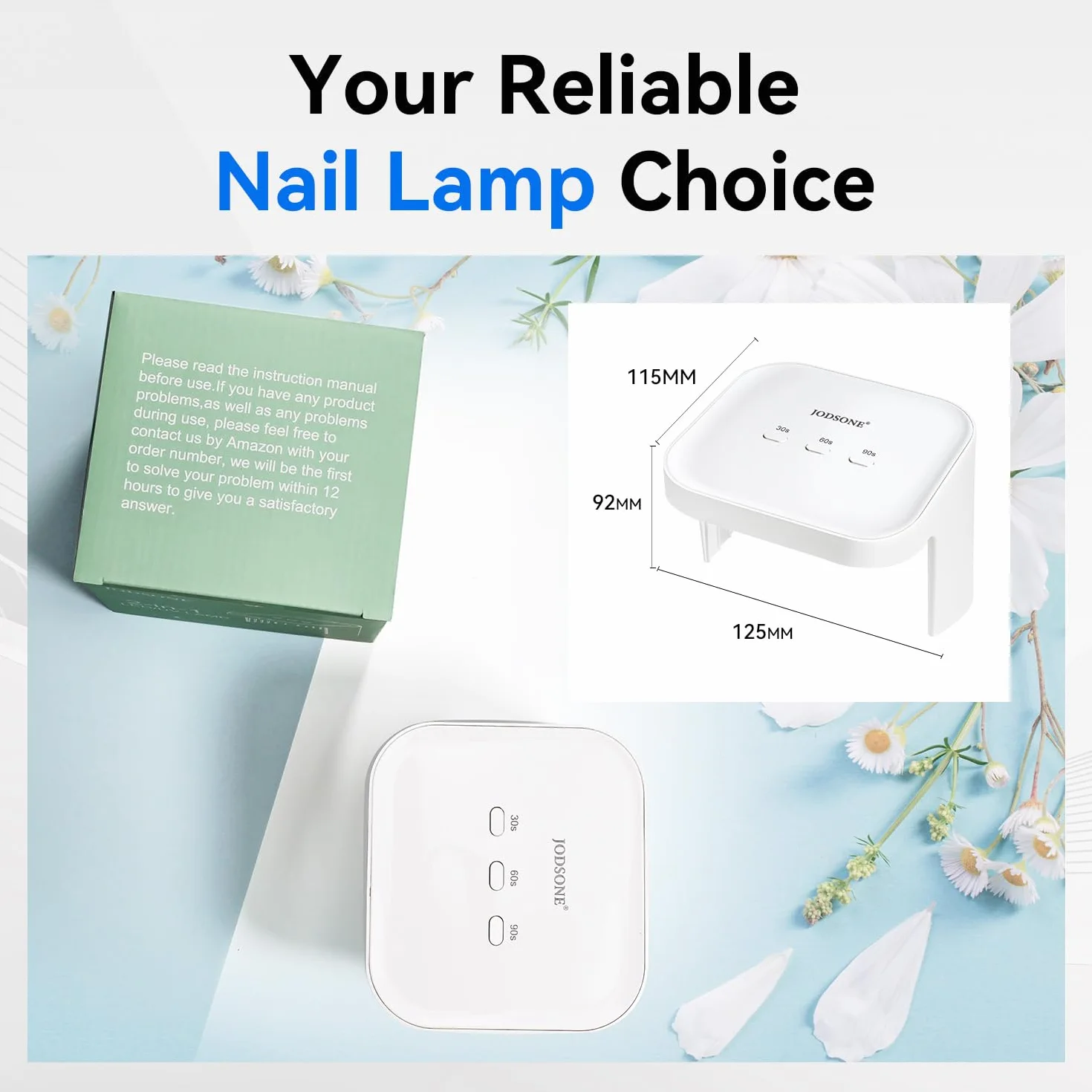JODSONE Lampada professionale per nail art UV LED, ampio spazio, sensore automatico, 3 modalità di temporizzazione per nail art fai da te a casa, bianca