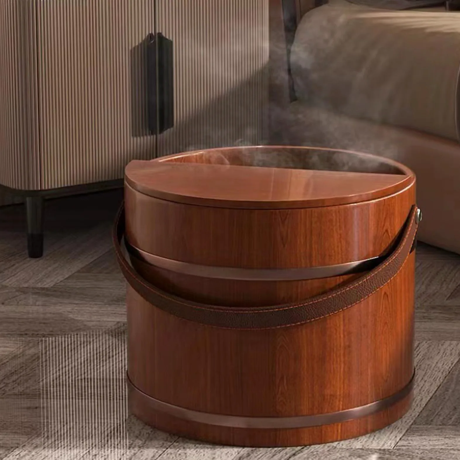 Bacino per Bagno Piedi,Estetica con Coperchio - Vassoio in Legno Ammollo per Piedi - per Bagno Casa Camera Spa Istituzione E Cura delle Mani