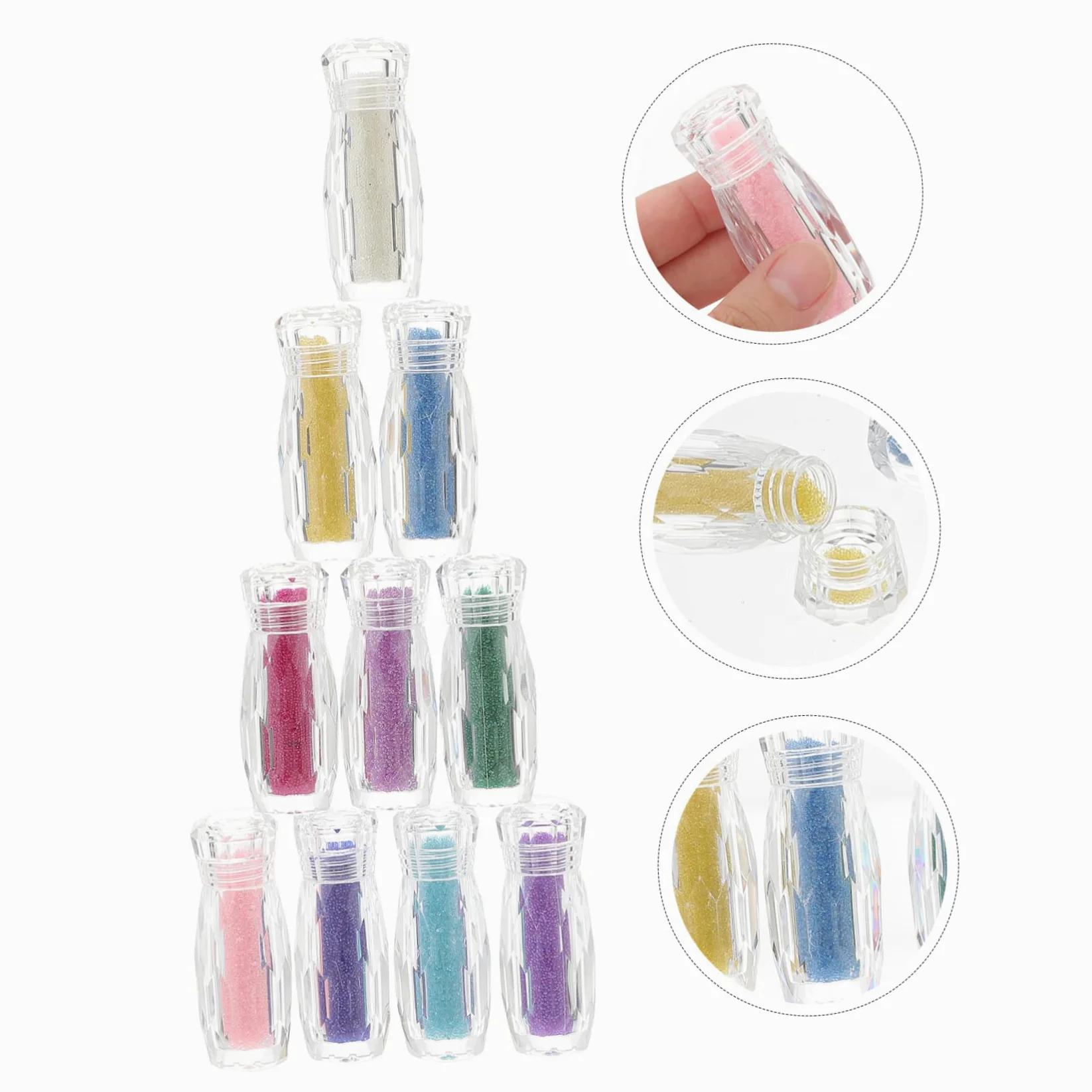 Palline di Vetro per Nail Art 10 Bottiglie Decorazioni Unghie | Microperle di Caviar, Accessori per Nail Art, per Uso su Unghia e Craft Making, Effetto Brillante