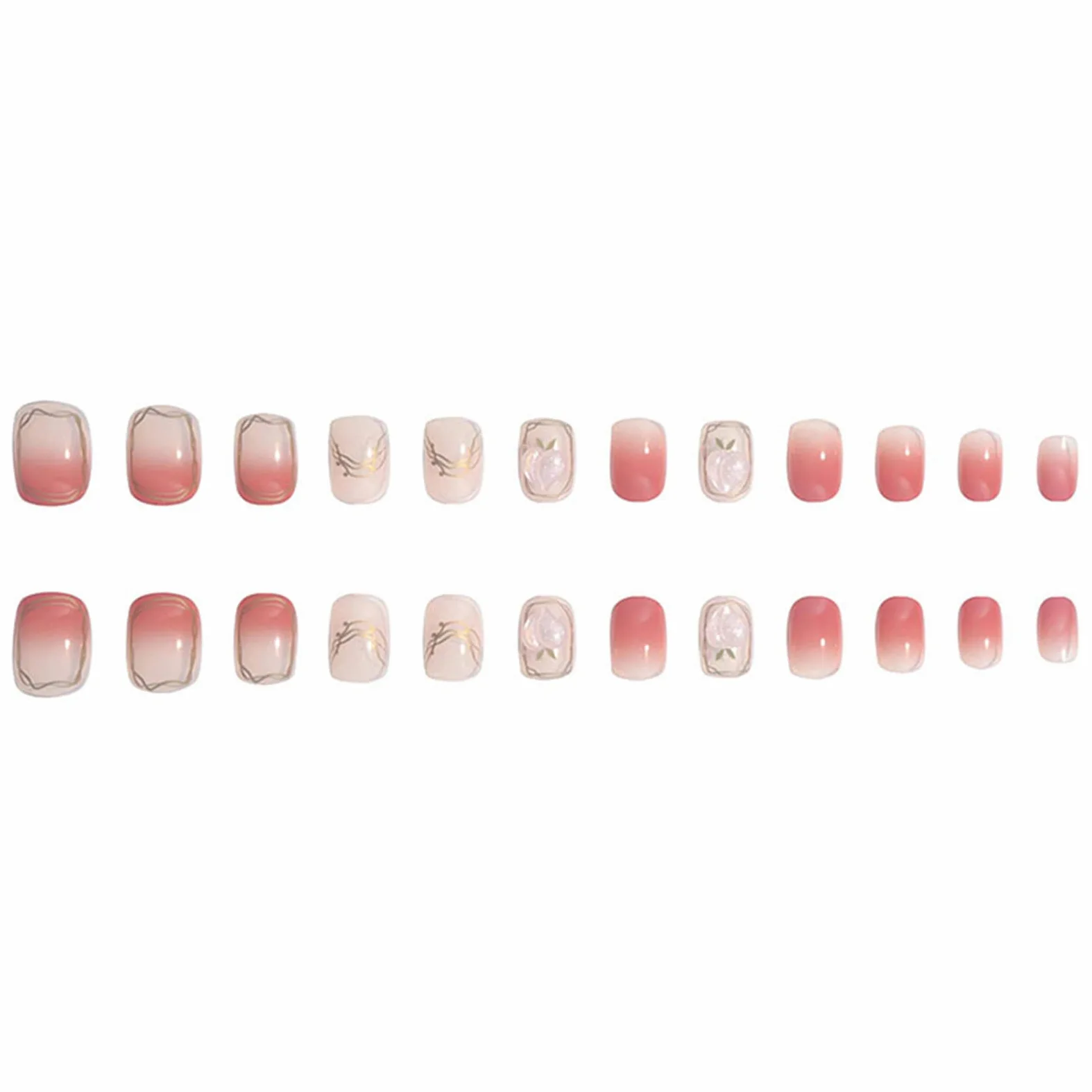 Unghie Finte Quadrate Corte Copertura Completa con Colla Gradiente Francese Staccabile Pressa sulle Unghie 24 Pezzi Suggerimenti per Nail Art per Unghie per Saloni di Bellezza e Donne Nail Art Fai-d