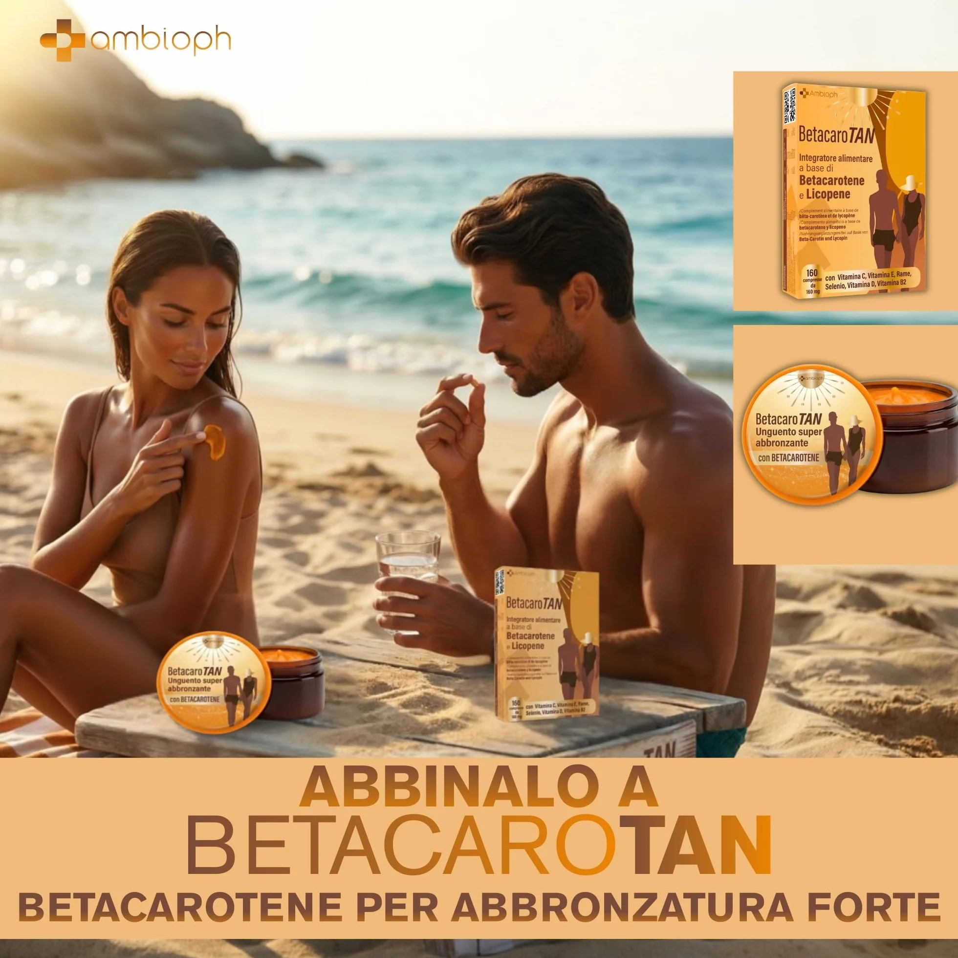 Crema Abbronzante Corpo Acceleratore con Betacarotene Vitamina E Olio di Ricino e Mandorle Dolci