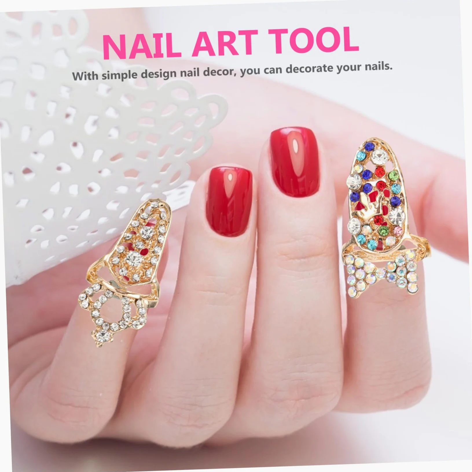 24pezzi Anelli Decorativi Per Unghie Accessori Per Nail Art Eleganti Per Feste e Cerimonie Completo Per Manicure e Decorazioni Per Unghie