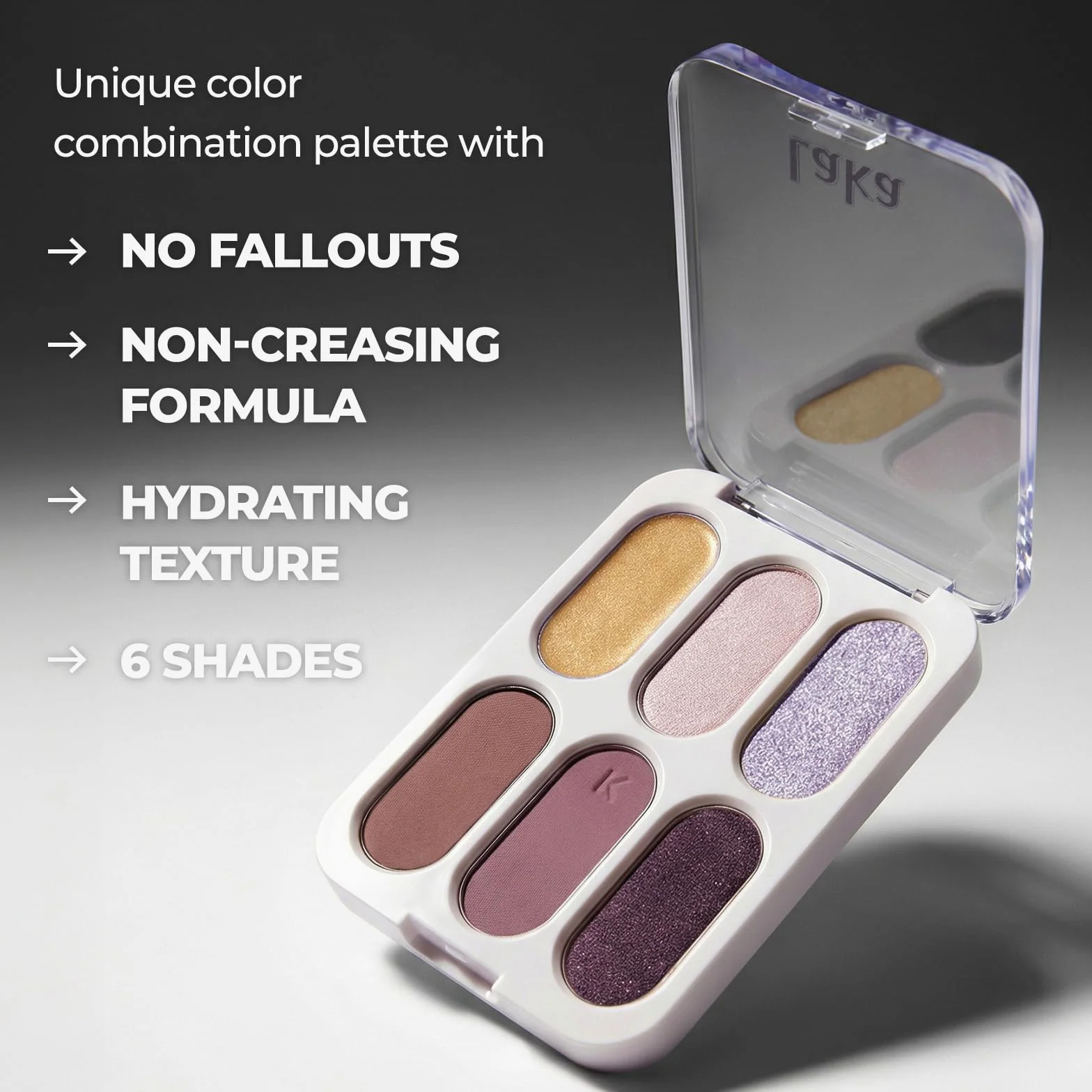 Laka Forever 6 palette di ombretti, 6 tonalità opache, luccicanti e scintillanti, a strati, colori facili da sfumare per un look quotidiano e vivace, vegano, K-Beauty