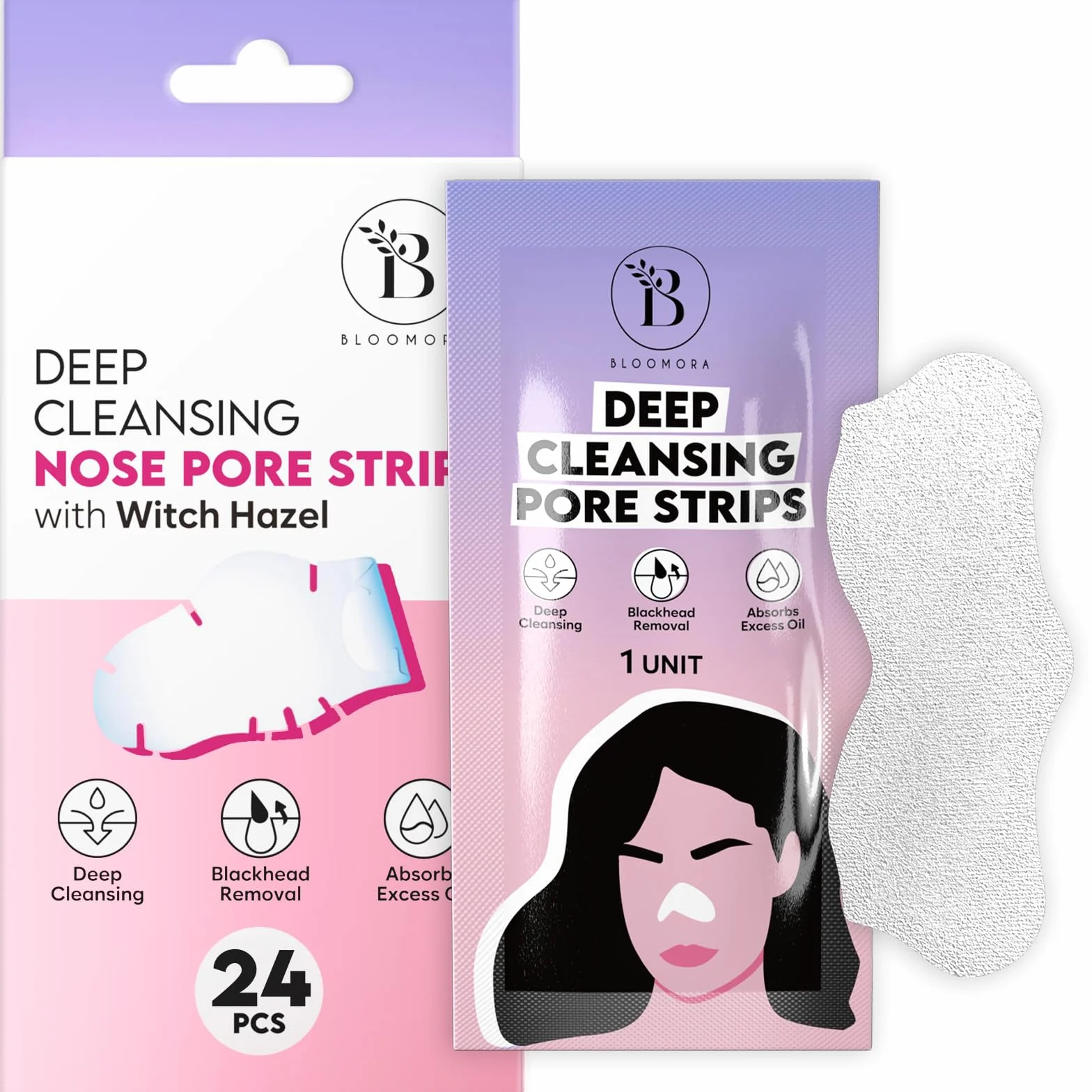 Cerotti Punti Neri Naso – Cerotti per Punti Neri con Amamelide e Niacinamide – Pore Strips per Rimuovere Bianchi e Liberare i Pori (24 Pezzi)
