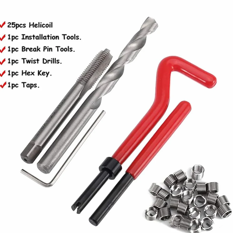 Helicoil Kit riparazione filettature M5X0,8mm 30 pezzi inserti metrici trapano manuale