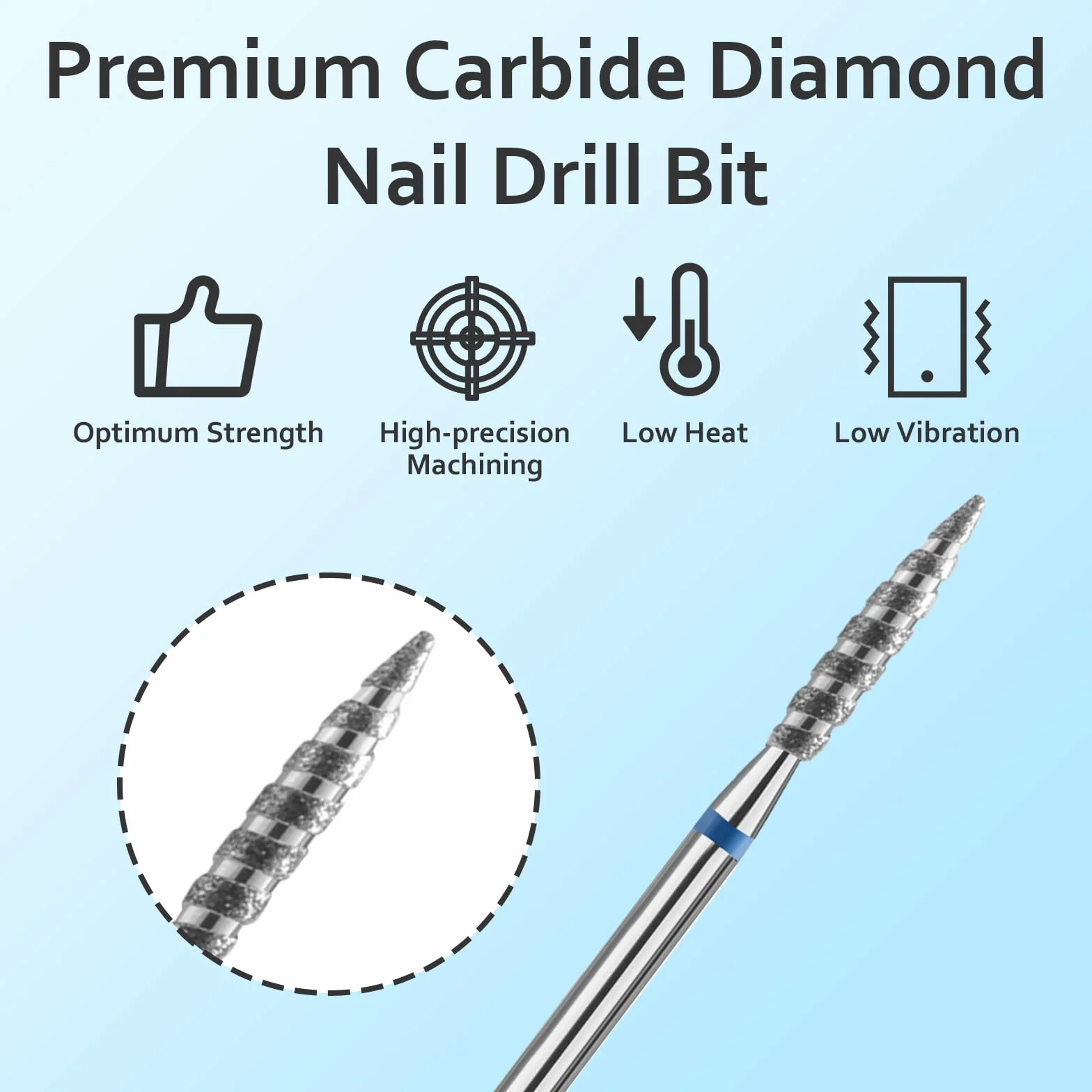 Punte Fresa Unghie Professionale Diamante Carburo Grana Media Forma Fiamma Rimozione Cuticole Manicure Pedicure