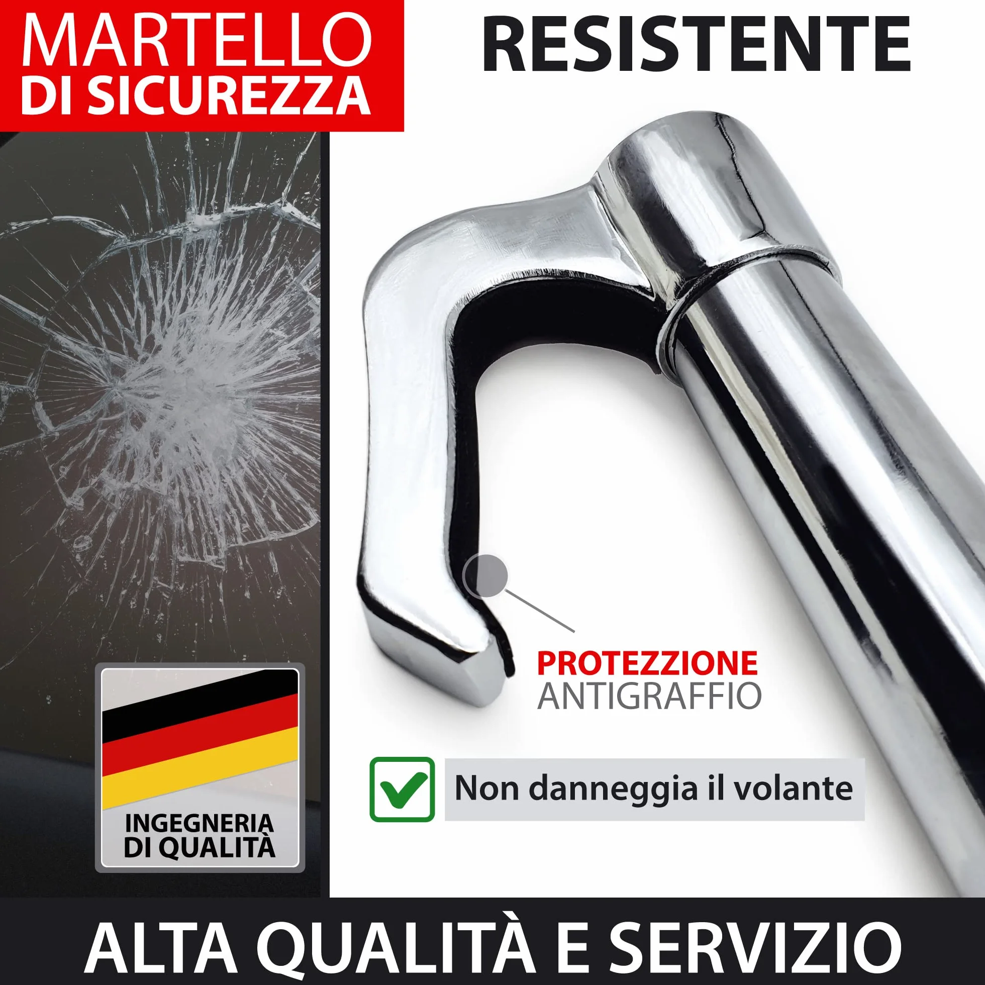KRASER KR837 Antifurto Auto Blocca Sterzo Pedale Alta Sicurezza Compatta Gancio Telescopico