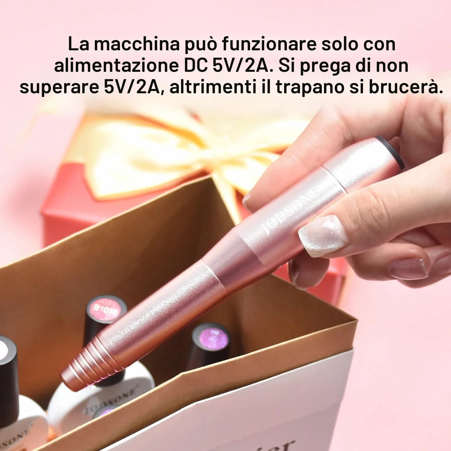 JODSONE Fresa per Unghie Professionale 20000RPM 6 in 1 con 6 Punte di Ricambio