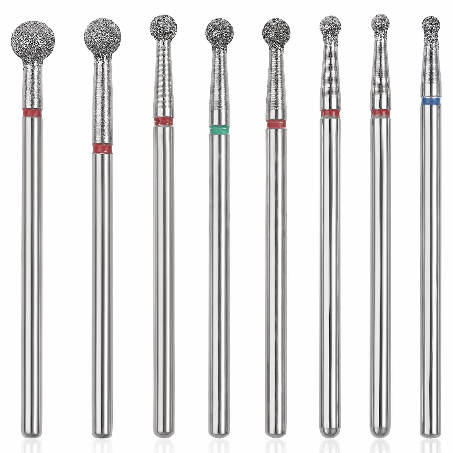 Punte Fresa Unghie Testa a Sfera 3/32" 8 Pezzi per Pulizia Cuticole Elettriche Lima Unghie Gel