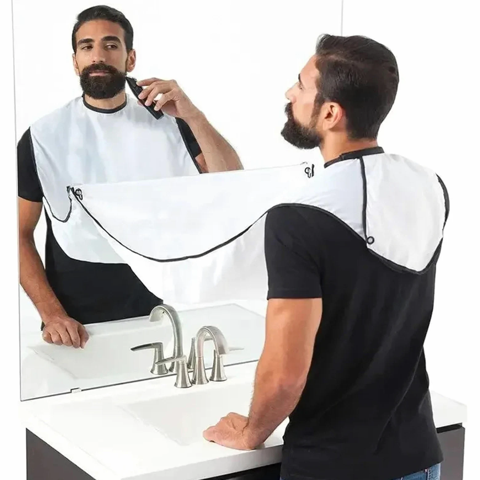 Mantella Parrucchiere Mantella raccogli barba for grembiule da 1/2 pezzo | Bavaglino for la cura del viso, capelli rasati, pulizia del rasoio for adulti, parrucchiere
