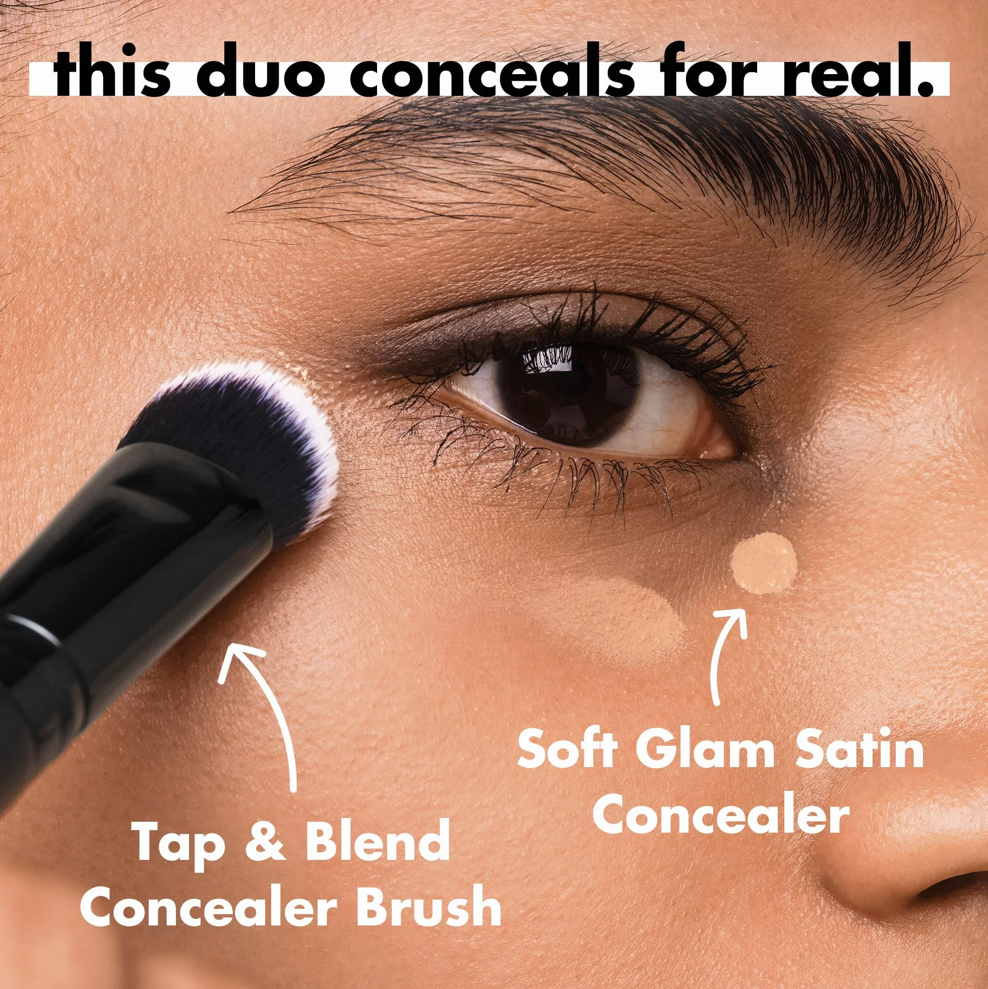 Tap & Blend Concealer Brush di e.l.f., pennello con punta di precisione, copre imperfezioni e macchie scure creando un finish effetto aerografato, sintetico, vegano e non testato sugli animali
