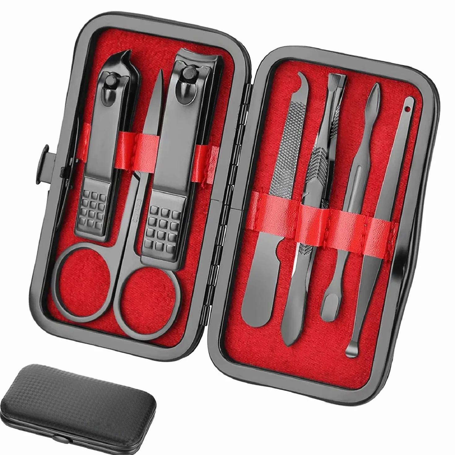 Set manicure da viaggio professionale per uomo, kit cura unghie con tagliaunghie
