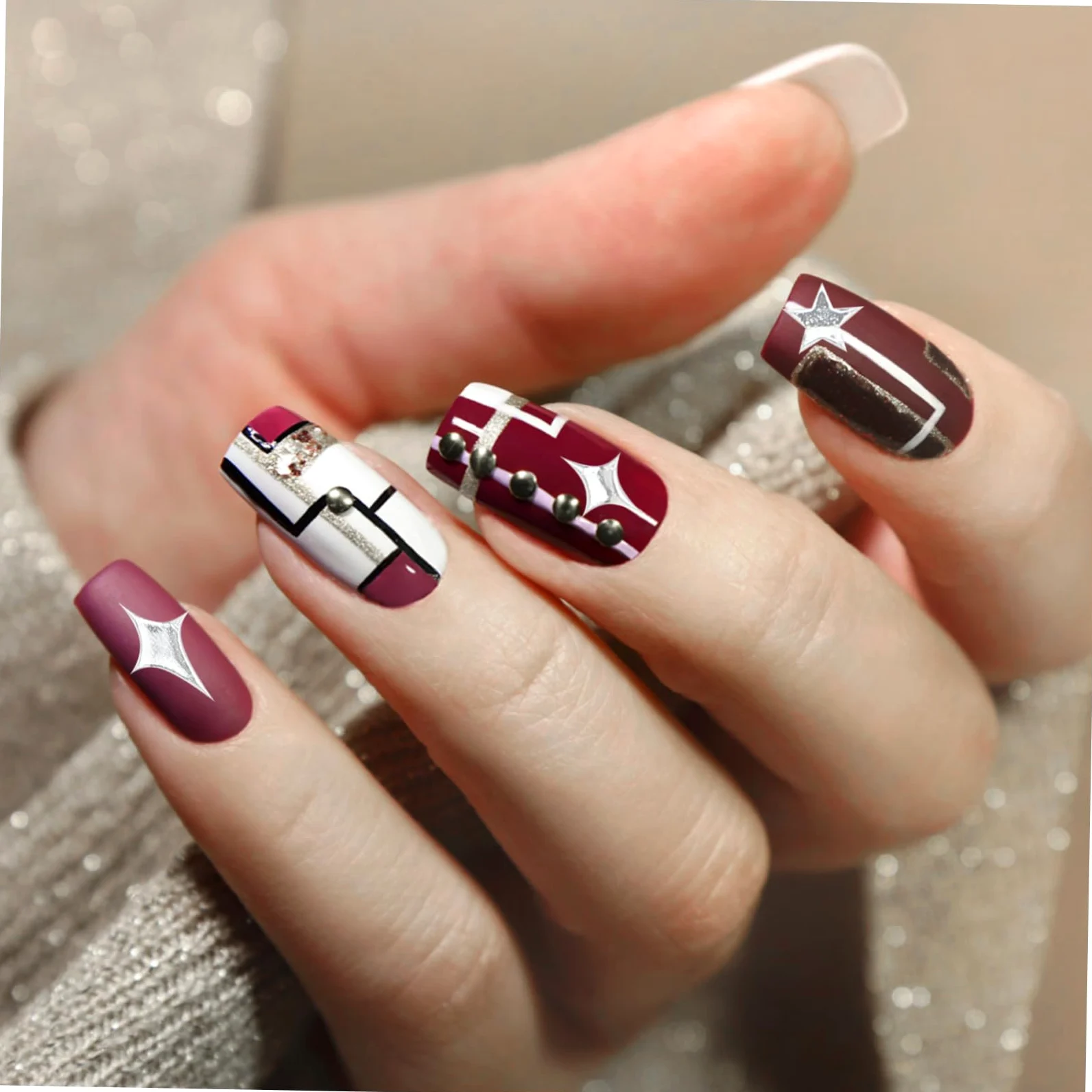 VALICLUD 5 Set Adesivi Per Unghie E Decorazioni Chic Per Nail Art Facili Applicare Per Manicure Casa E Salone 8 Fogli*5