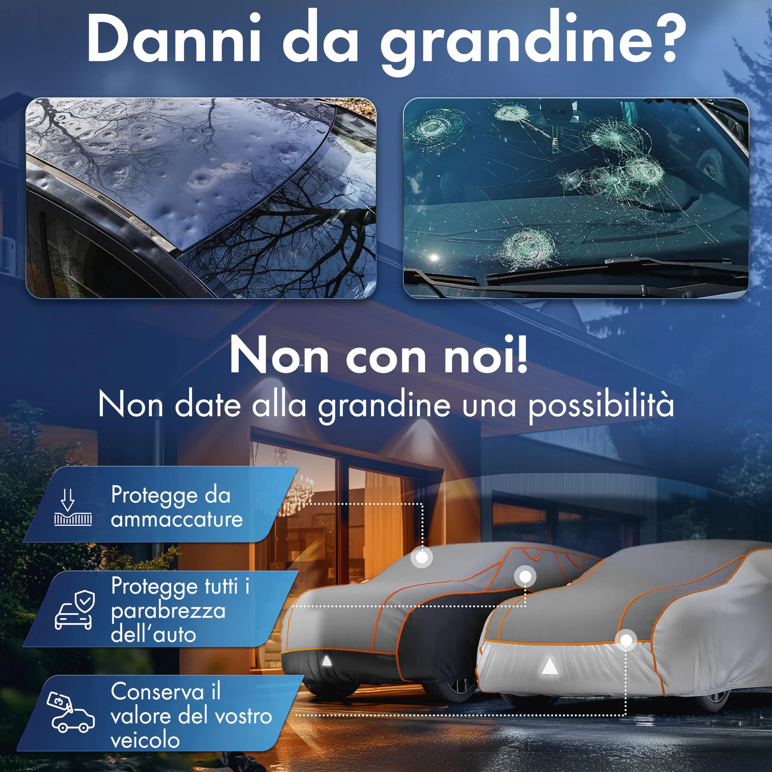 WALSER Perma Protect telo antigrandine per auto Misura 3, copertura certificata TÜV Austria, idrorepellente
