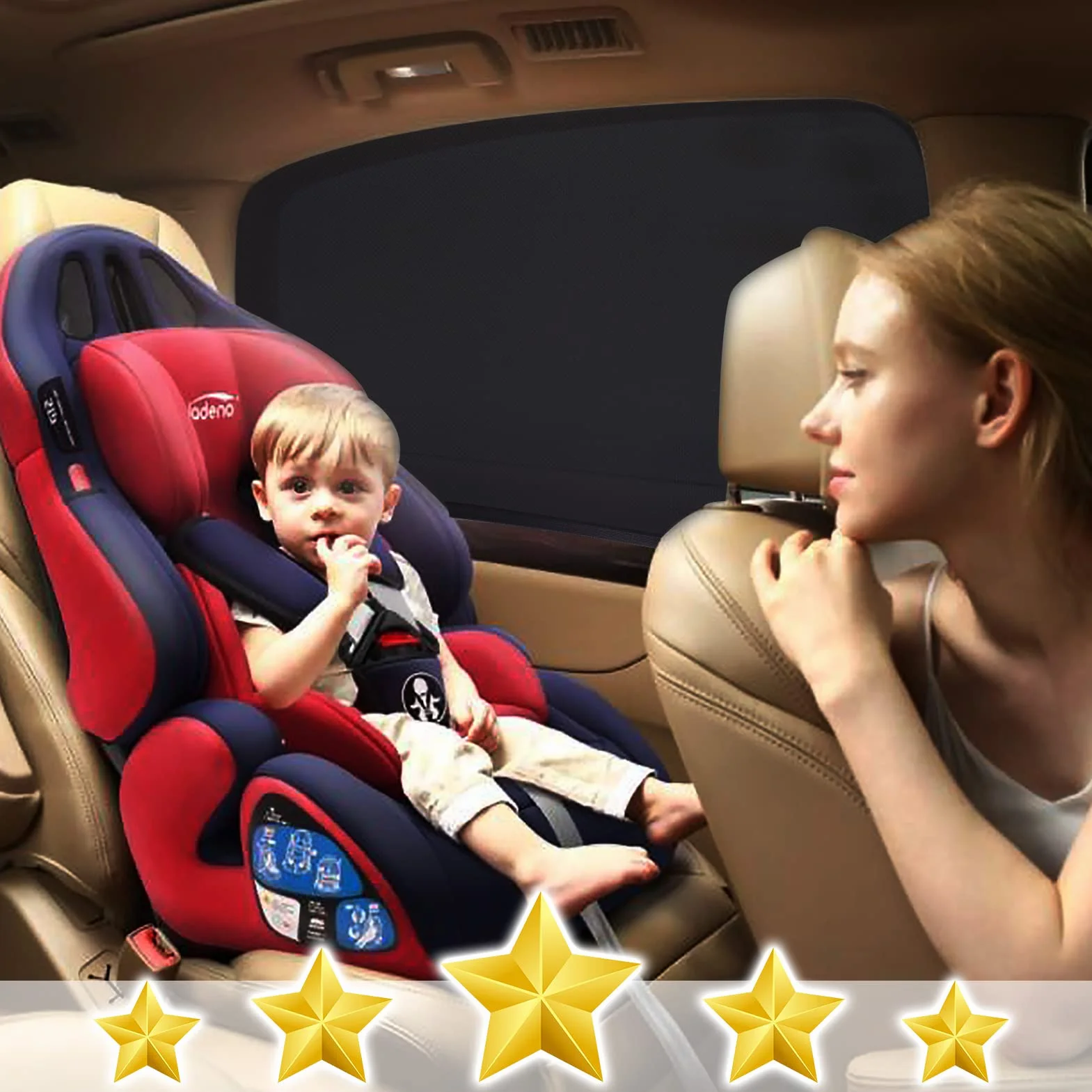 Parasole Auto Bambini Confezione Da 2 Nere Protezione UV Vestibilità Universale (L)