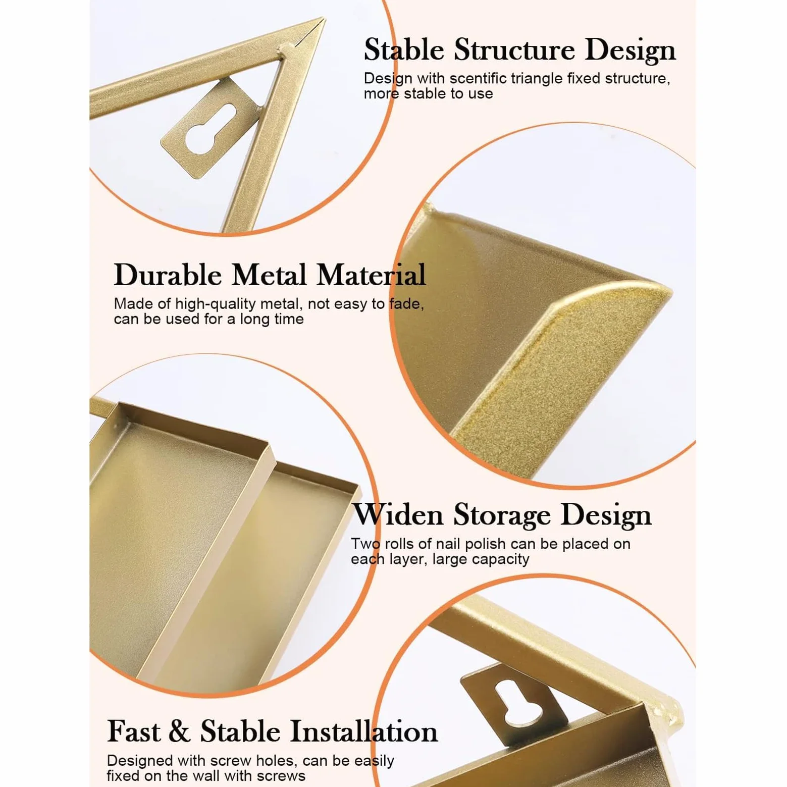 Porta Smalto Triangolare, Scaffale da Parete per Smalto, Espositore E Portaoggetti in Metallo per Oli Essenziali, per Salone di Bellezza Domestico,Argento
