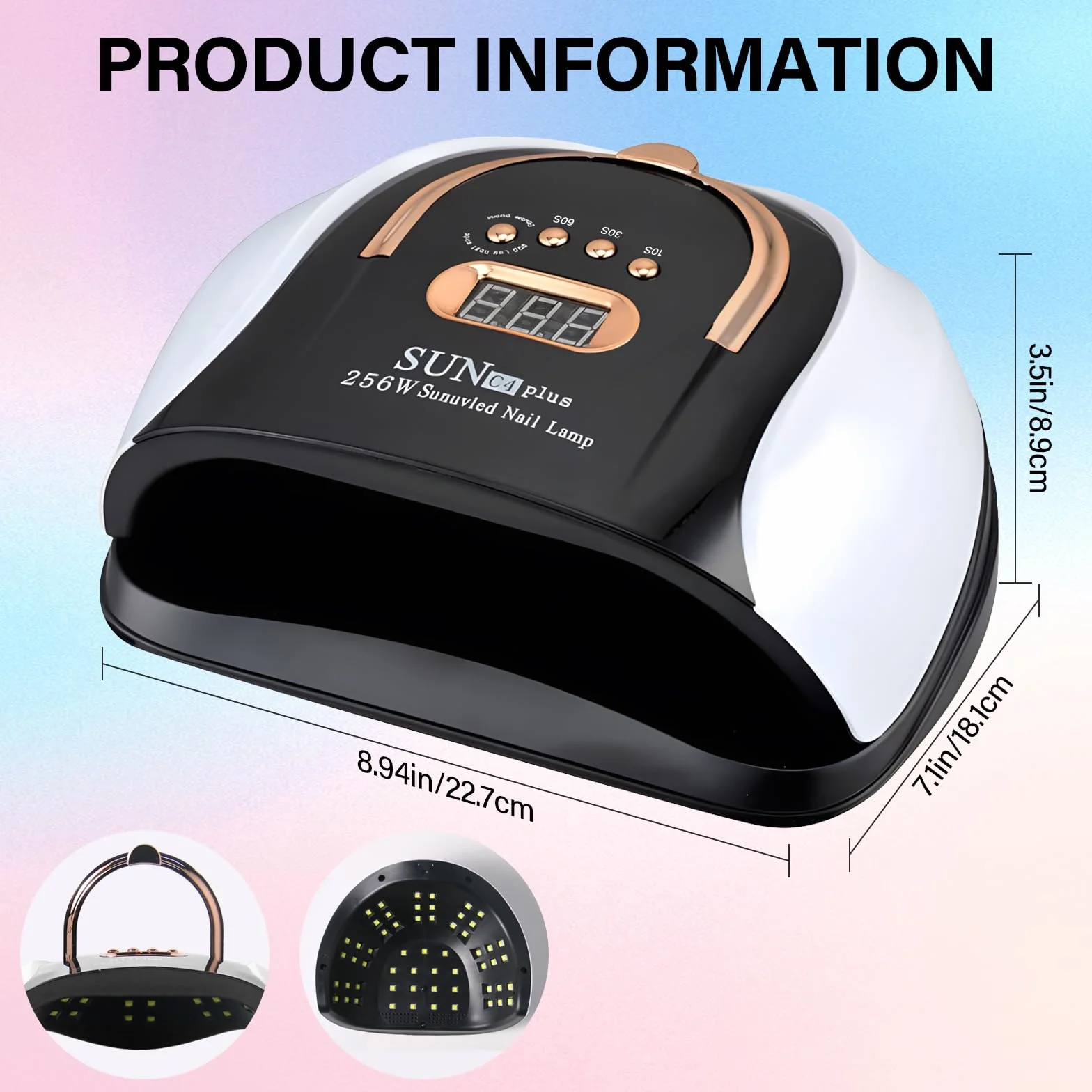 256W Lampada Profesional Unghie LED UV, Asciugatrice per Gel con 4 Impostazioni Timer e Sensore Automatico, Asciuga Smalto con 57 Perline Luminose & Display LCD per Manicure e Pedicure