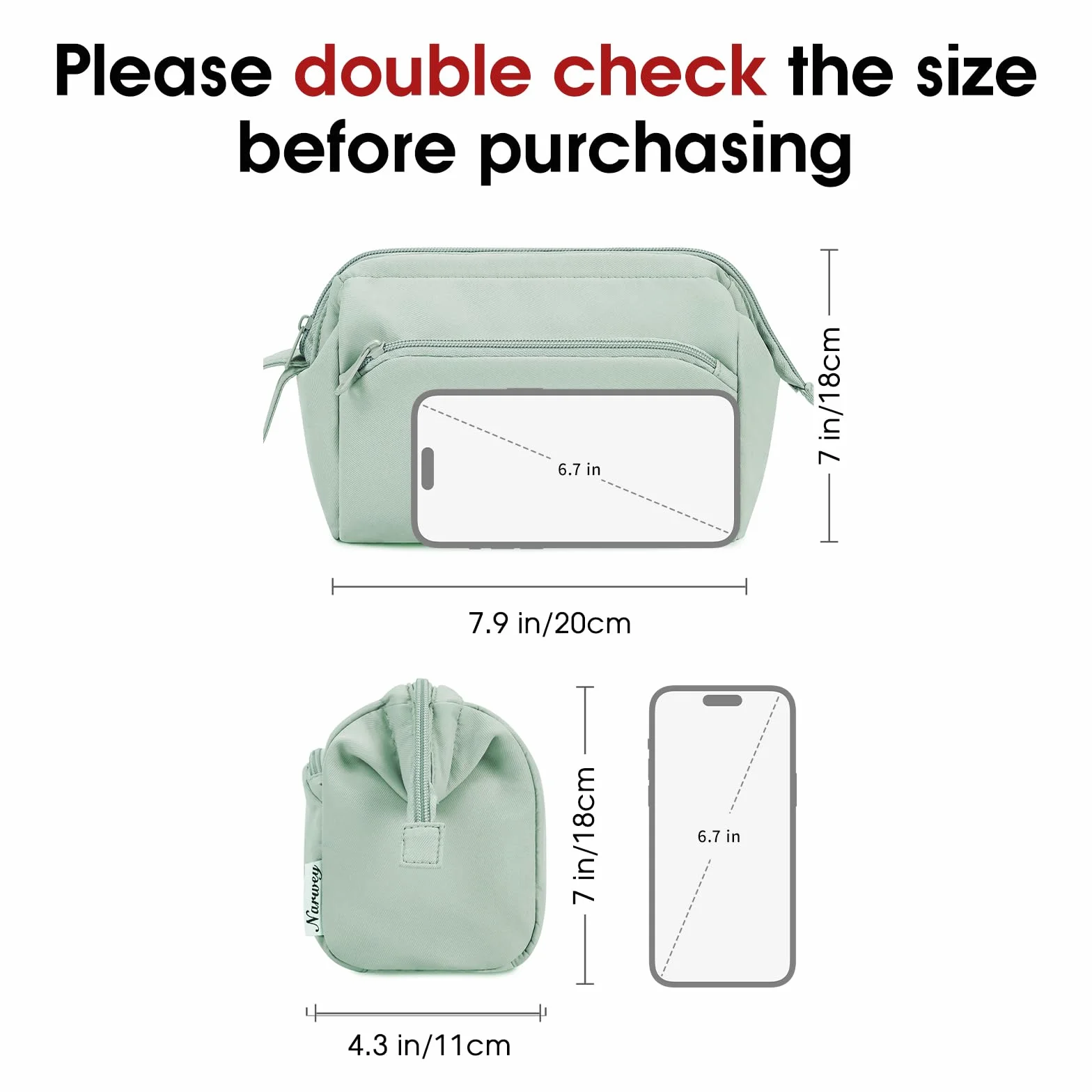 Narwey Spalancato Porta Trucchi Trousse Trucchi Donna Organizer, Beauty Case da Viaggio Donna Pochette Trucchi Make up Bag (Menta Verde)