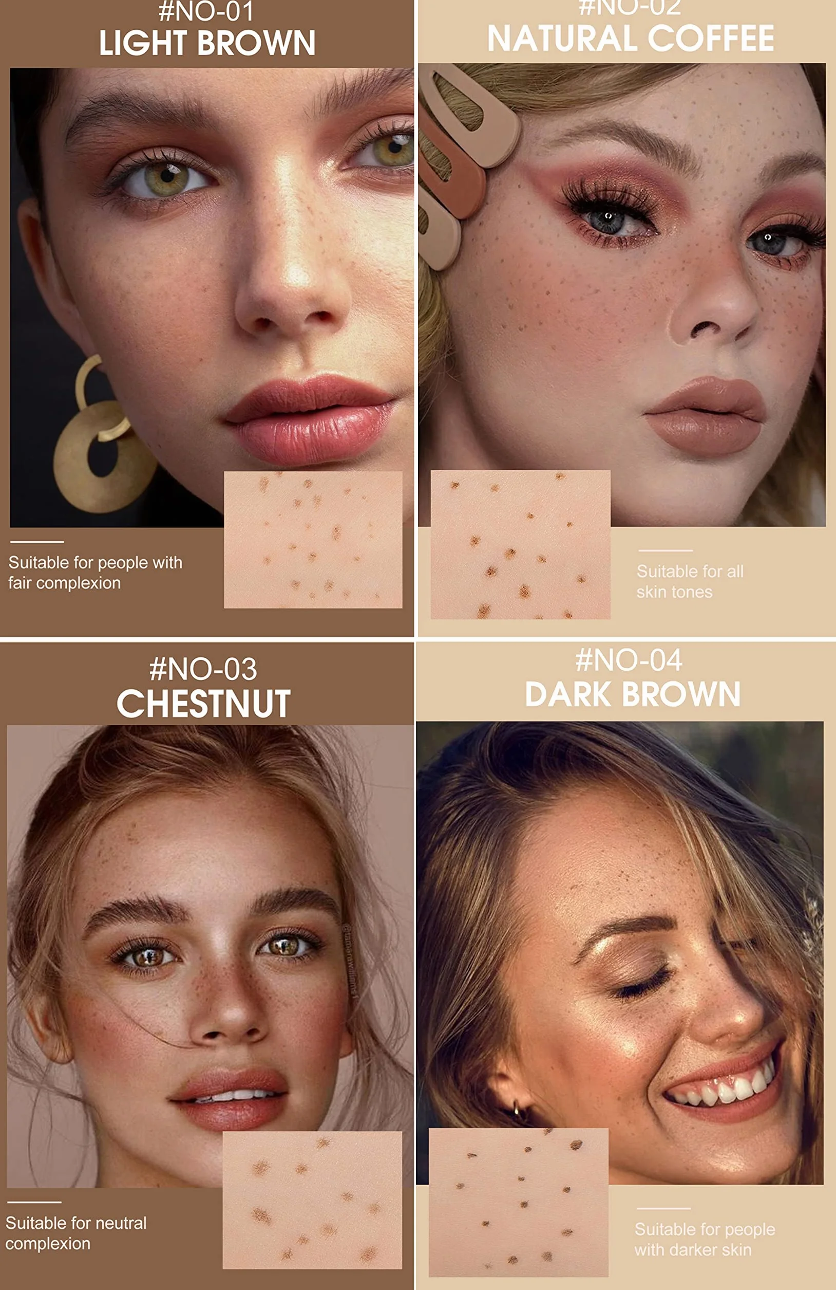 Penna Lentiggini, Freckles Pen, Facile da Colorare, Penna a Punti Morbida, per lentiggini a Simulazione Naturale per Trucco a Lunga, Naturale (01#Light Brown)