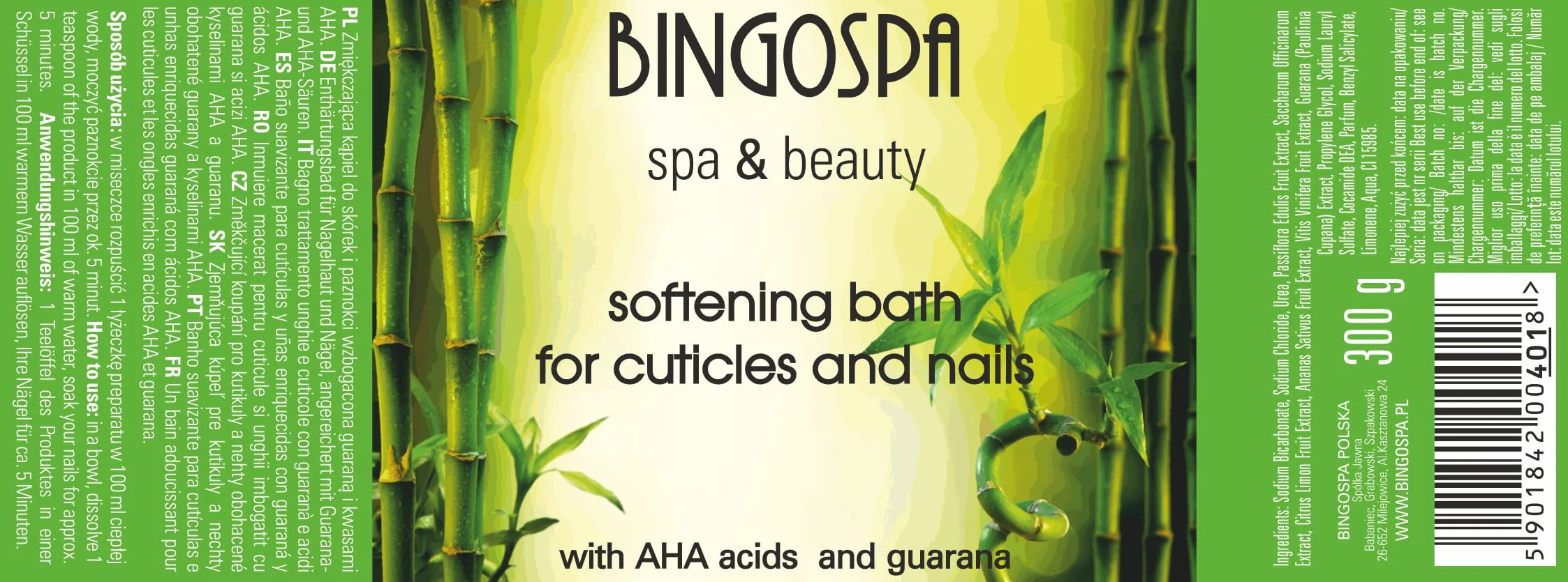 Bagno mani e unghie, Rimuovi cuticole, Ammorbidente per cuticole, per cuticole e unghie, Manicure e Pedicure - 300 g BINGOSPA spa & beauty