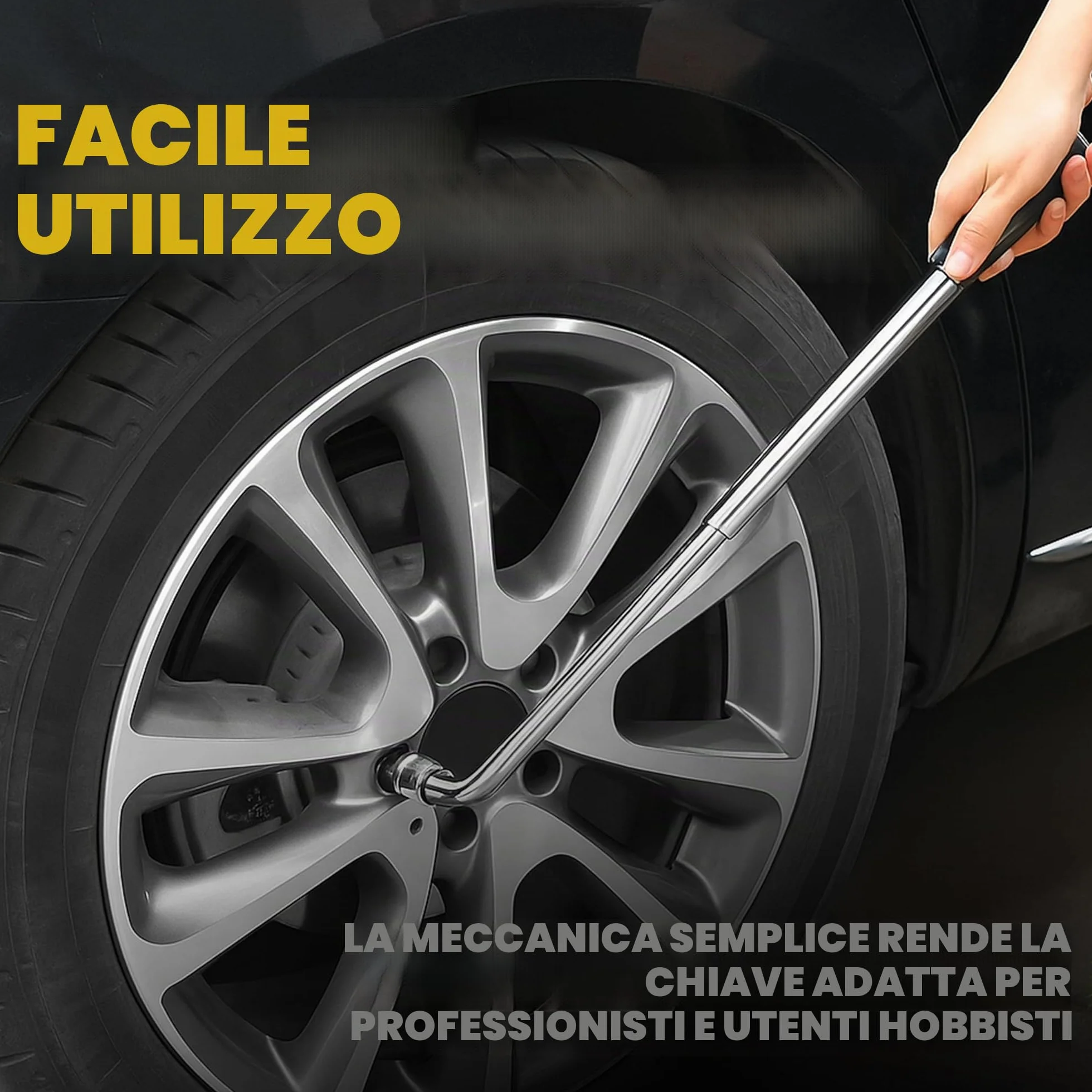Retoo Chiave per Ruote Auto 17/19mm 21/23mm Regolabile 350-500mm 1/2" Acciaio Cromato