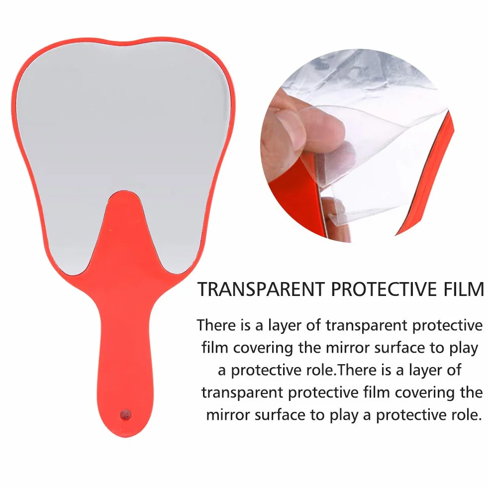 Specchietto per Cure odontoiatriche, Manico in plastica, Rosso