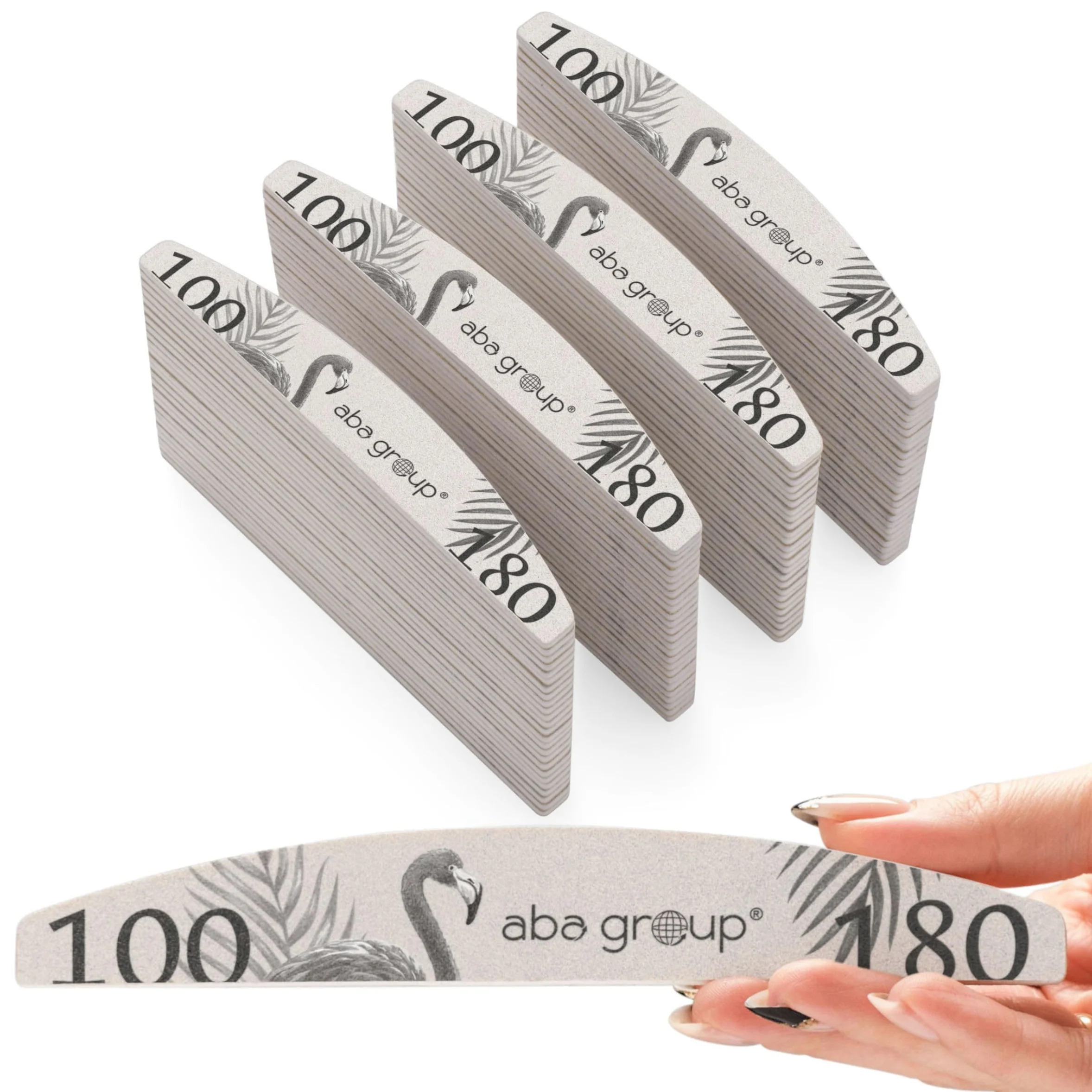 Aba Group 100 lime professionali per unghie a mezzaluna fiammeggianti 100/180 standard, usa e getta, di buona qualità, resistenti all'abrasione, set di lime, made in EU