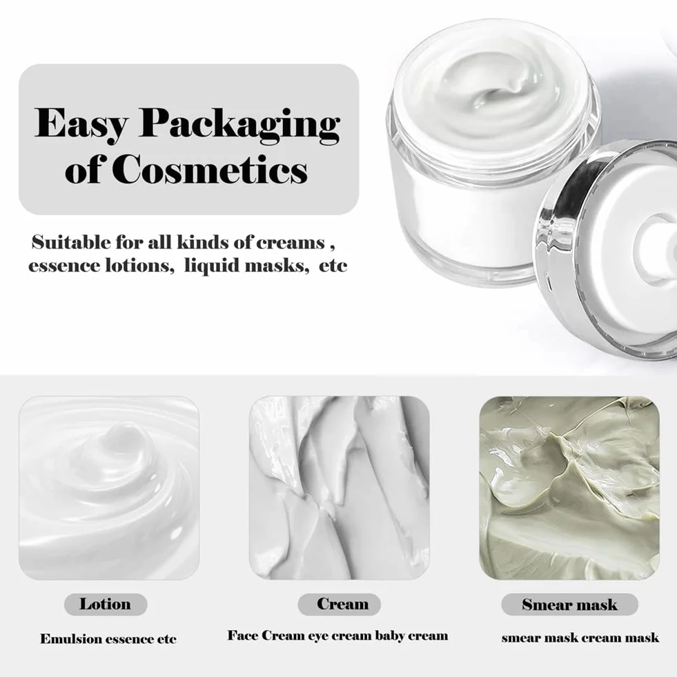 HOTUT Dosatore Contenitore Crema Bottiglie, 50ML Ricaricabile Airless Pump Contenitori Cosmetic Cream Jar, Crema Vuoti Barattoli per Viaggio