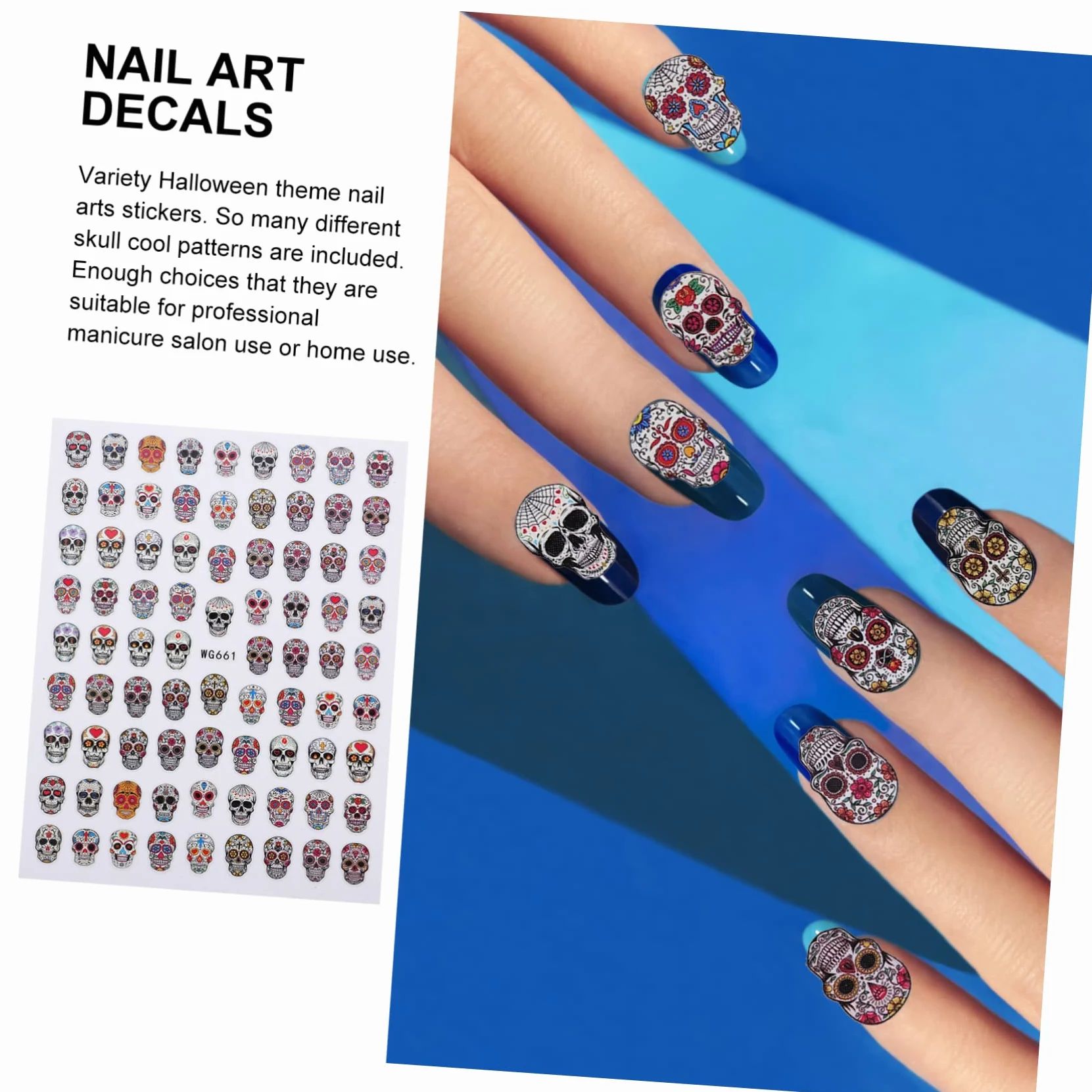 Ipetboom 80fogli Adesivi Per Unghie Halloween Stickers Decorativi Per Nail Facili Applicare Per Manicure Professionali