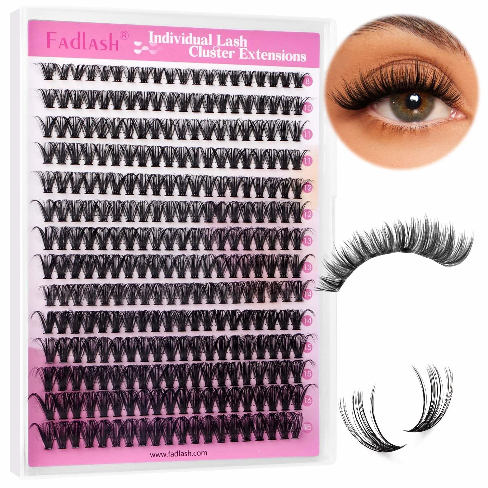 Fadlash Ciglia Finte Naturali Ciuffetti 0.07mm 40 Root D Curl 8-16mm 200pcs