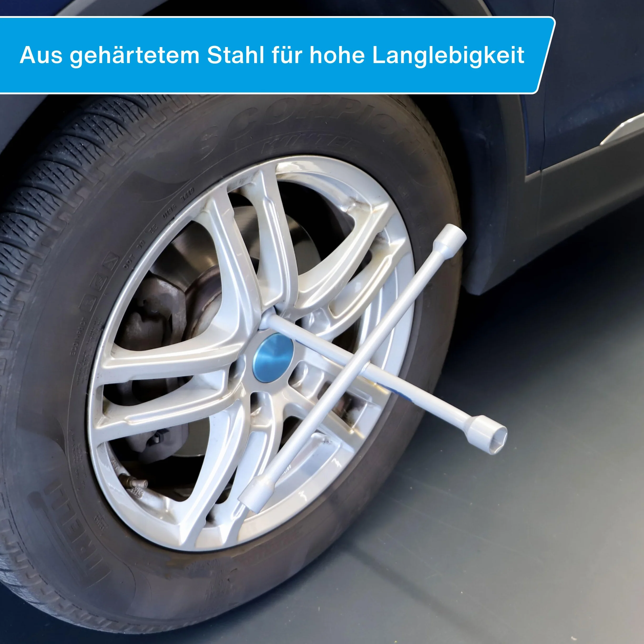 Cartrend Chiave a Croce 10870 per Pneumatici Argento