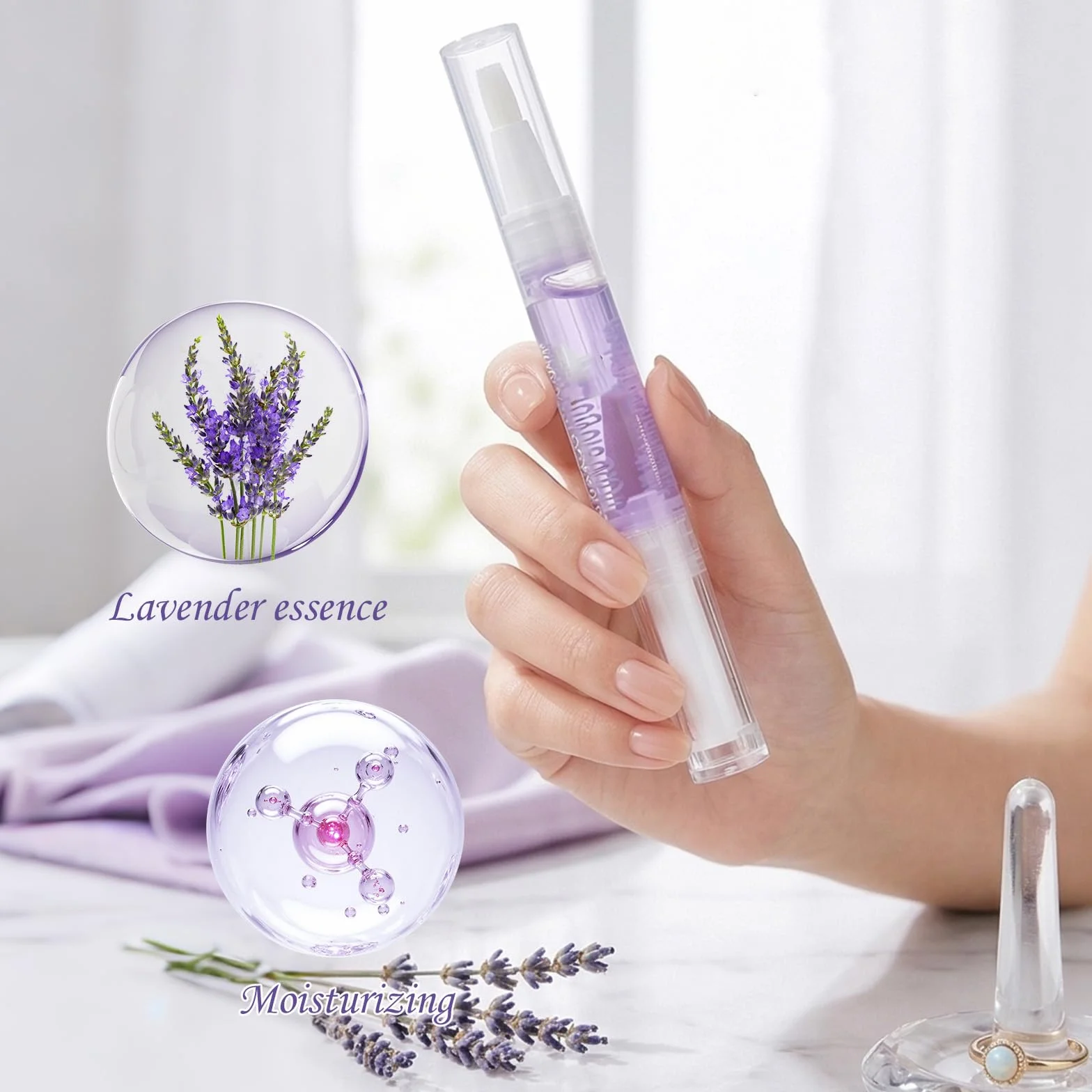 1 pz Trattamento cuticole in penna, olio nutriente alla lavanda, applicatore a pennello, previene pellicine e secchezza, per ufficio, viaggi e uso quotidiano, indispensabile per mani curate