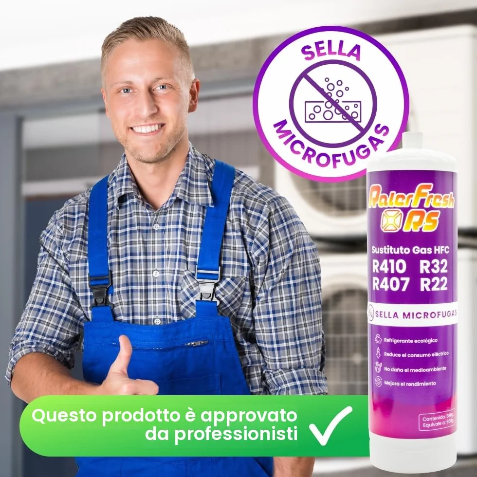 Ralerfresh RS Gas Refrigerante Organico per Climatizzatore Split 950g Sostitutivo R410 R32 R407 R22 Bottiglia Chiave