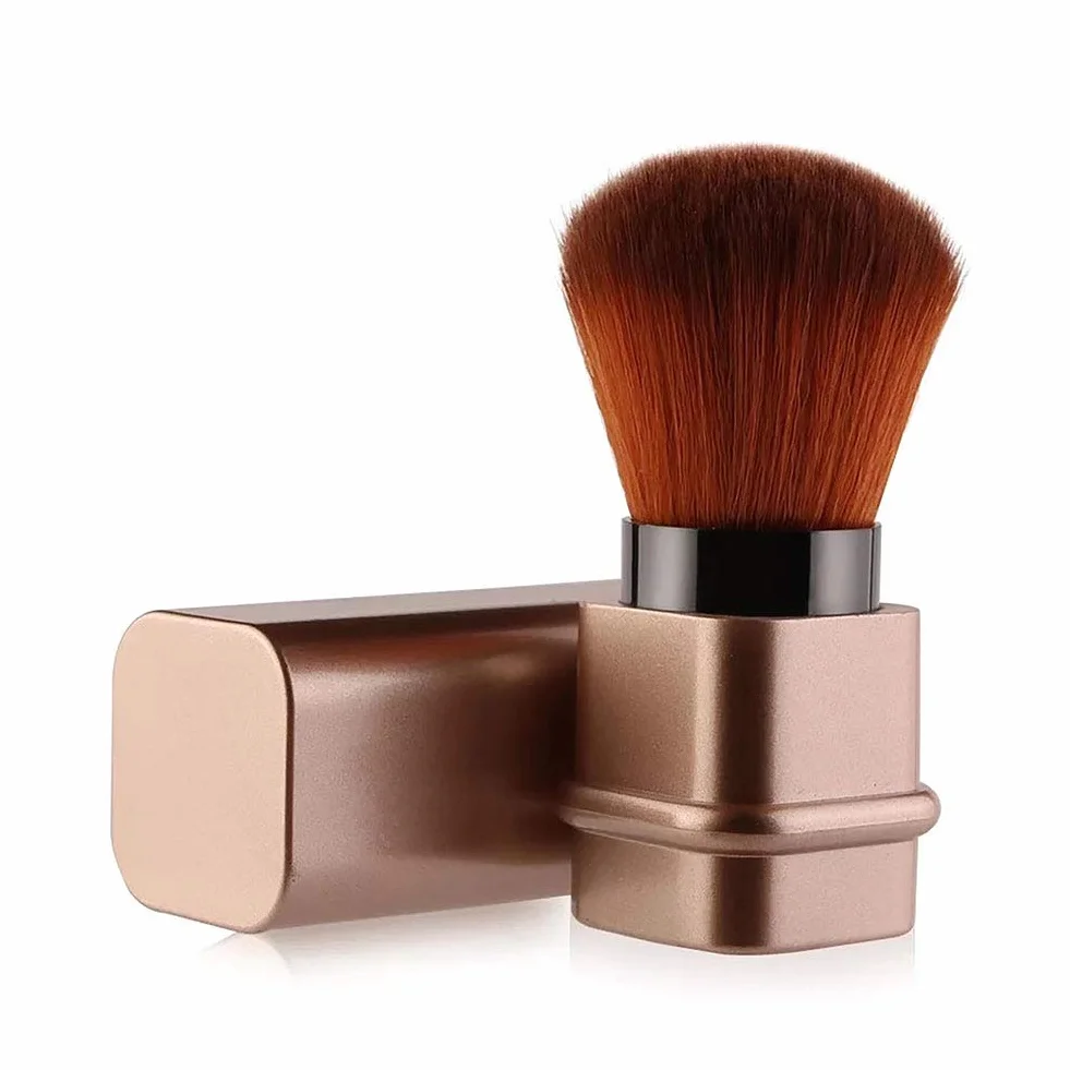 Pennello Kabuki retrattile, Pennello fard per applicare la cipria in movimento, Blush brush (d'oro)