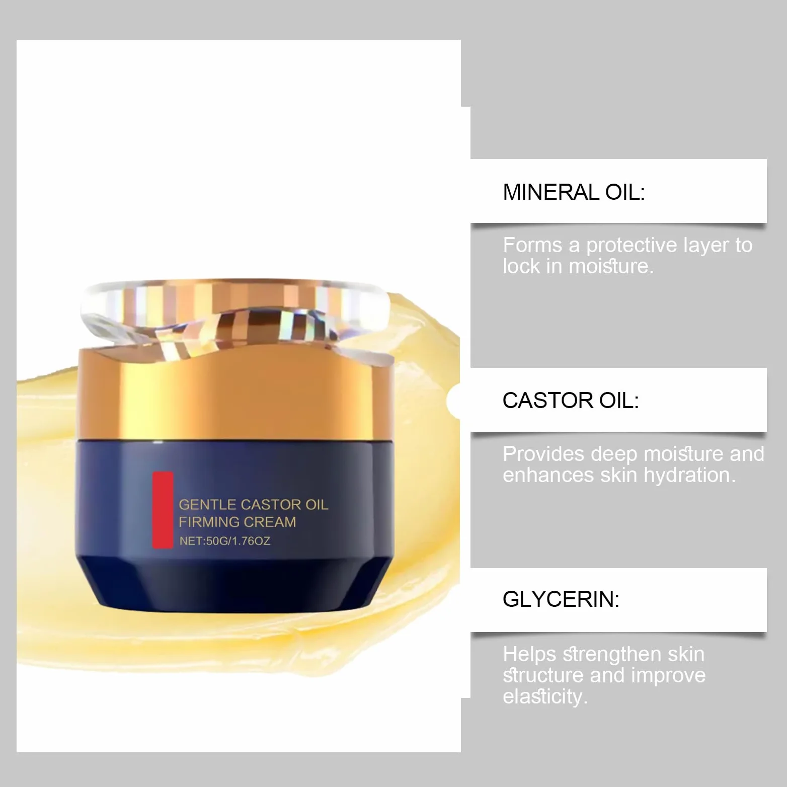 Qingling, crema antirughe, rassodante anti-invecchiamento, per uomini e donne, creme rassodanti e antirughe, con olio di ricino, contro la pelle flaccida e linee sottili, umidità (4 pezzi)