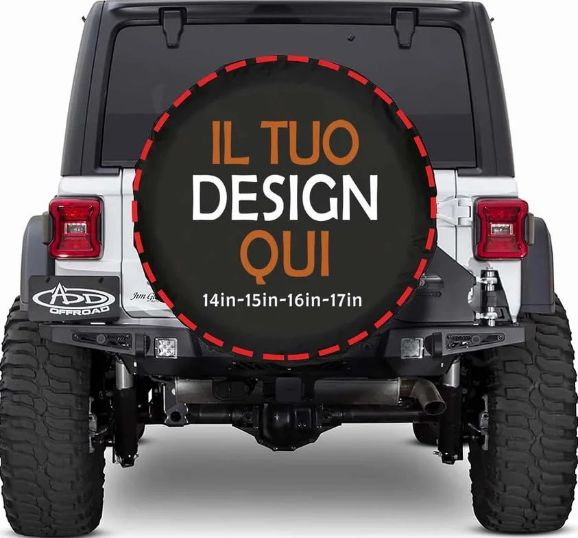 Personalizzato Copriruota di scorta con Foto Testo universale impermeabile antipolvere per rimorchi RV SUV 14 inch