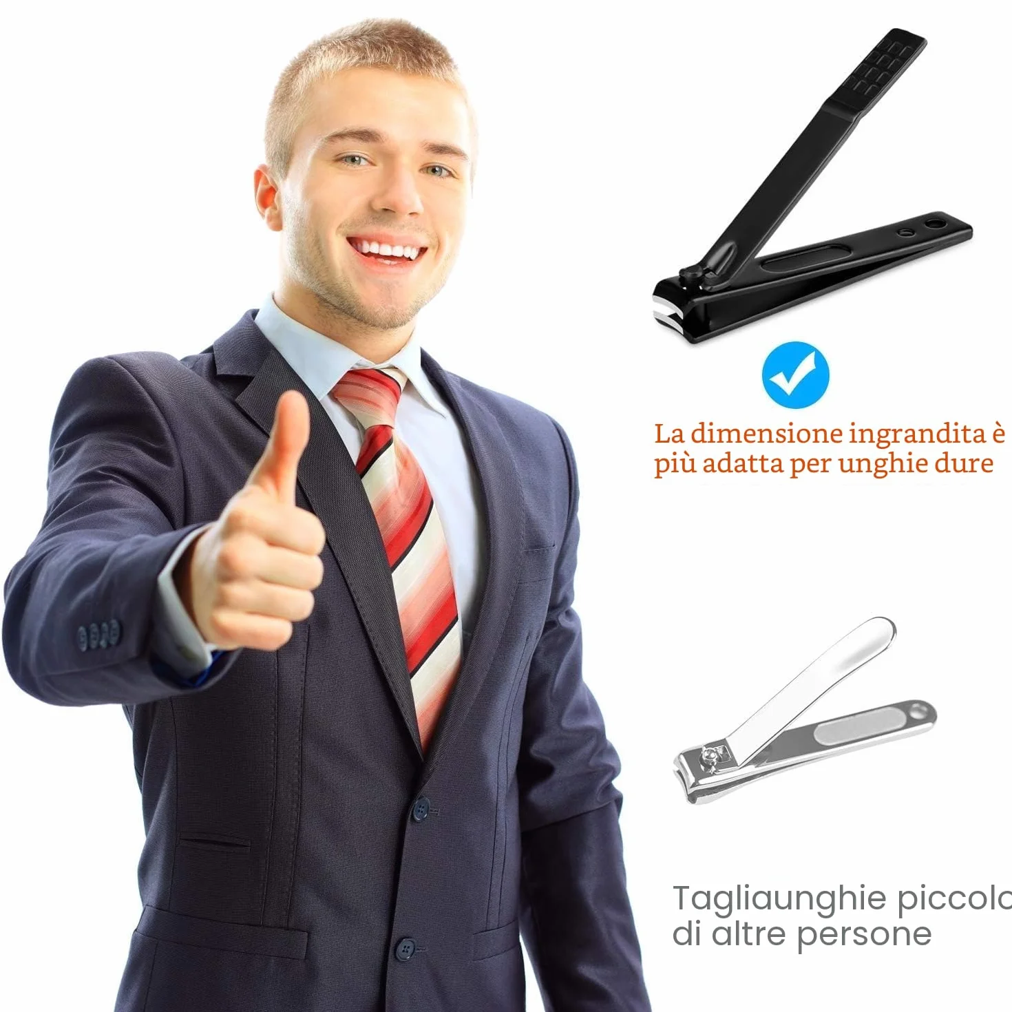 Set manicure da viaggio professionale per uomo, kit cura unghie con tagliaunghie