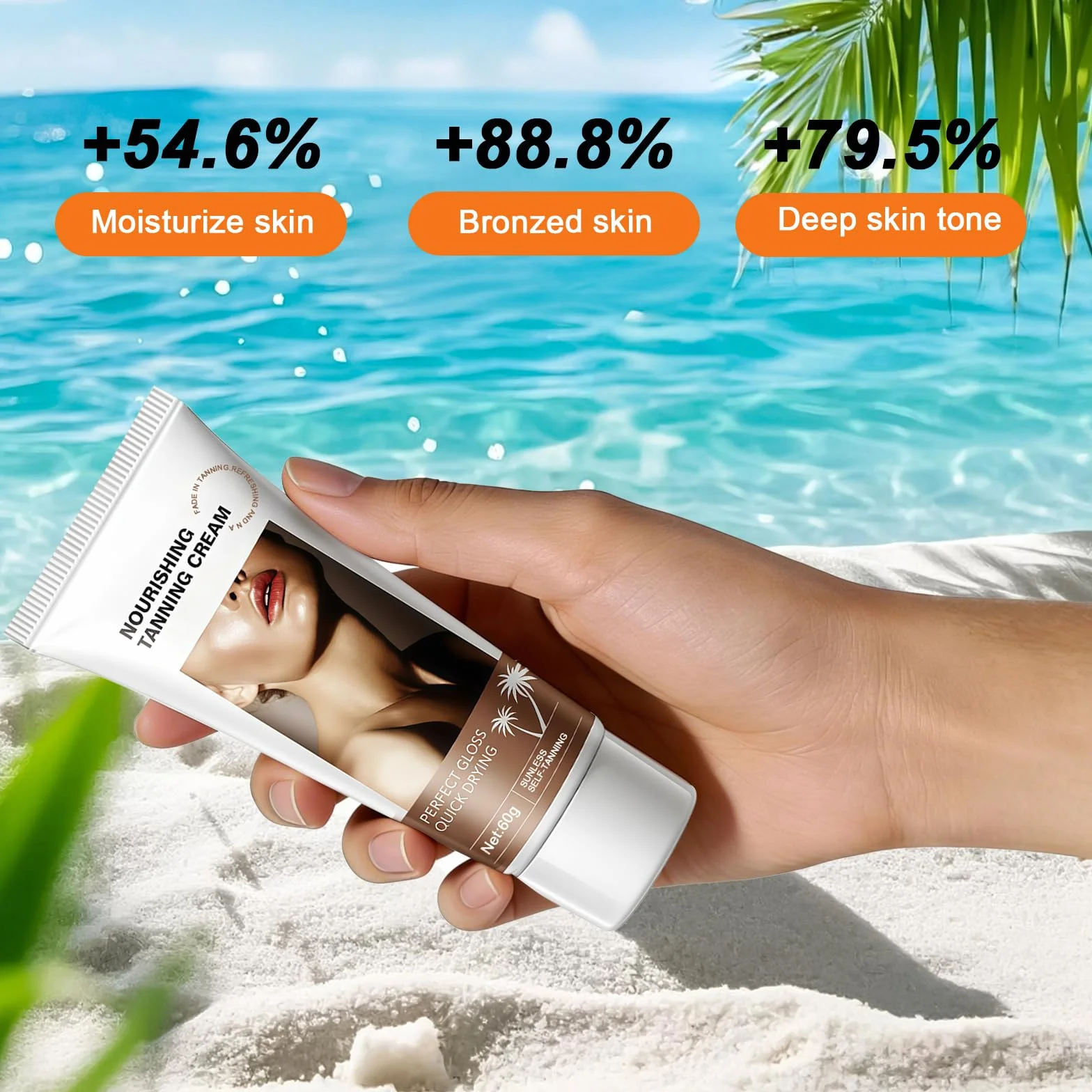 Autoabbronzante Viso E Corpo,Autoabbronzante corpo,Crema Abbronzante,Effetto Abbronzatura Naturale Progressiva, Abbronzatura Forte e Duratura 60g