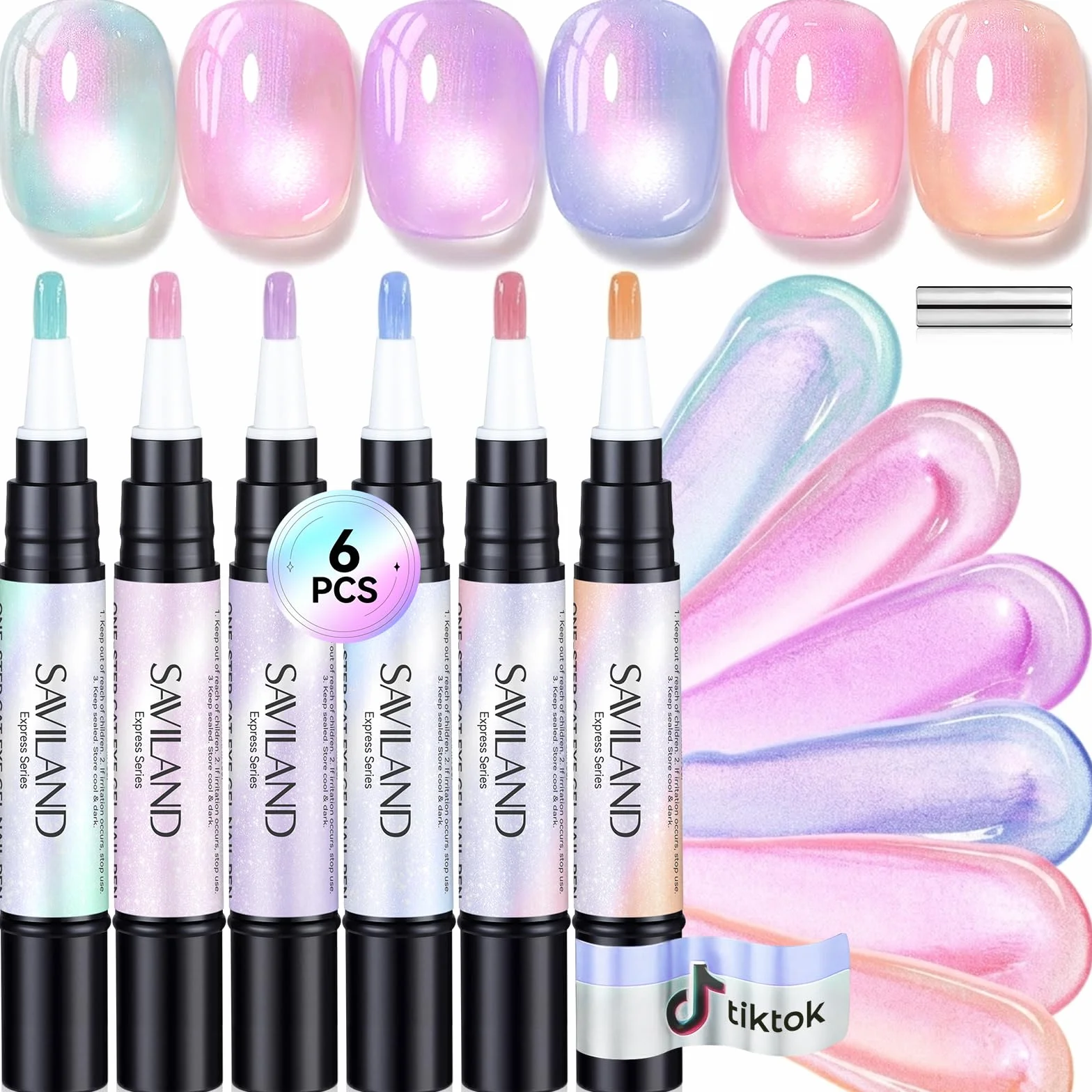 SAVILAND One-Step Penna per Smalto Gel: 3 in 1 Smalto Gel Penna Base, Colori e Top Coat Gels Nail Polish con Magnete per Nail Art Cat Eye Formato da Viaggio 4ml, Facile Usare per Principianti