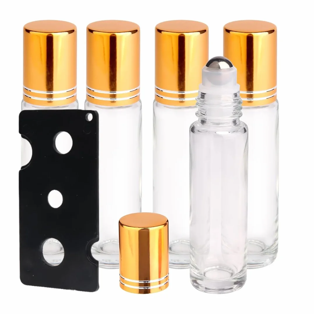 5 pezzi 10ML Roll on oli Essenziali con rollerball e 1 apribottiglie, Rotolo di Vetro Vuoto, Bottiglie Vuote, Oli Essenziali Roll on, per Oli Essenziali,Oli Profumi,Cosmetici,Massaggi