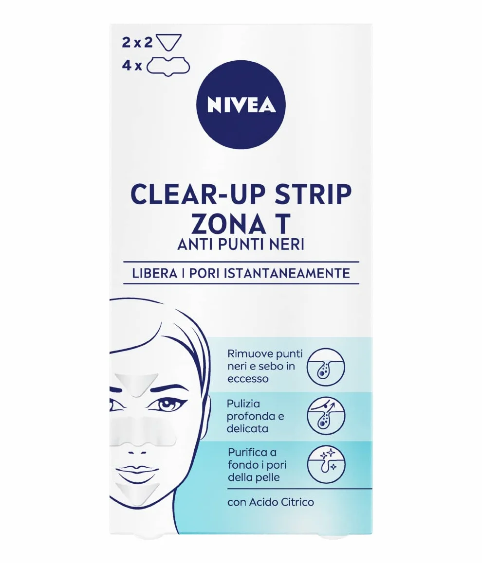 Nivea Clear-Up Strips Zona T 6 pz, Cerotti Punti neri, Anti Imperfezioni, per la Pulizia Viso