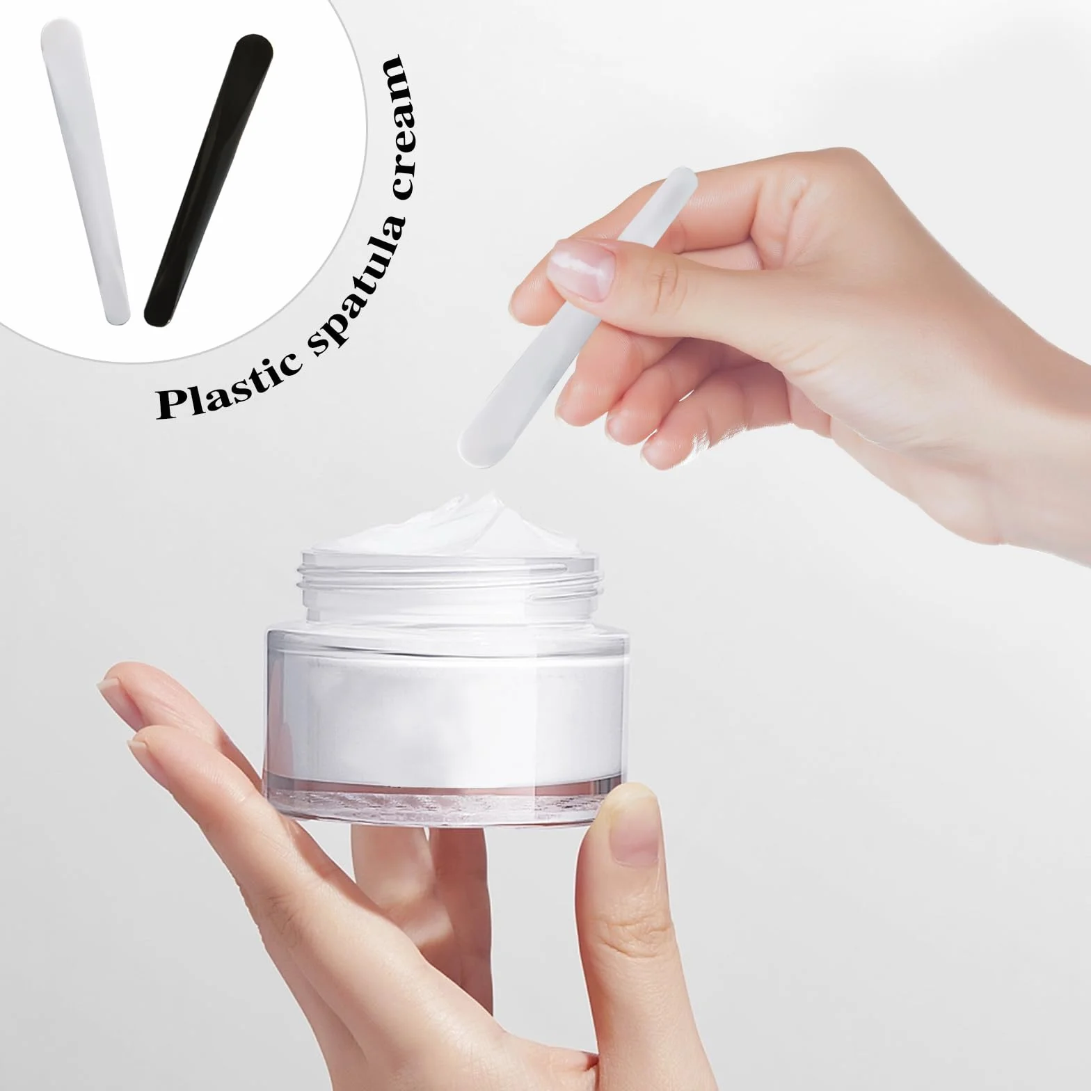 Spatola Cosmetica, Spatola per Crema Viso da 100 conteggi, spatola plastica Trucco, tavolozza per Crema Viso, Mini spatola, Adatta per miscelare e campionare lozione idratante