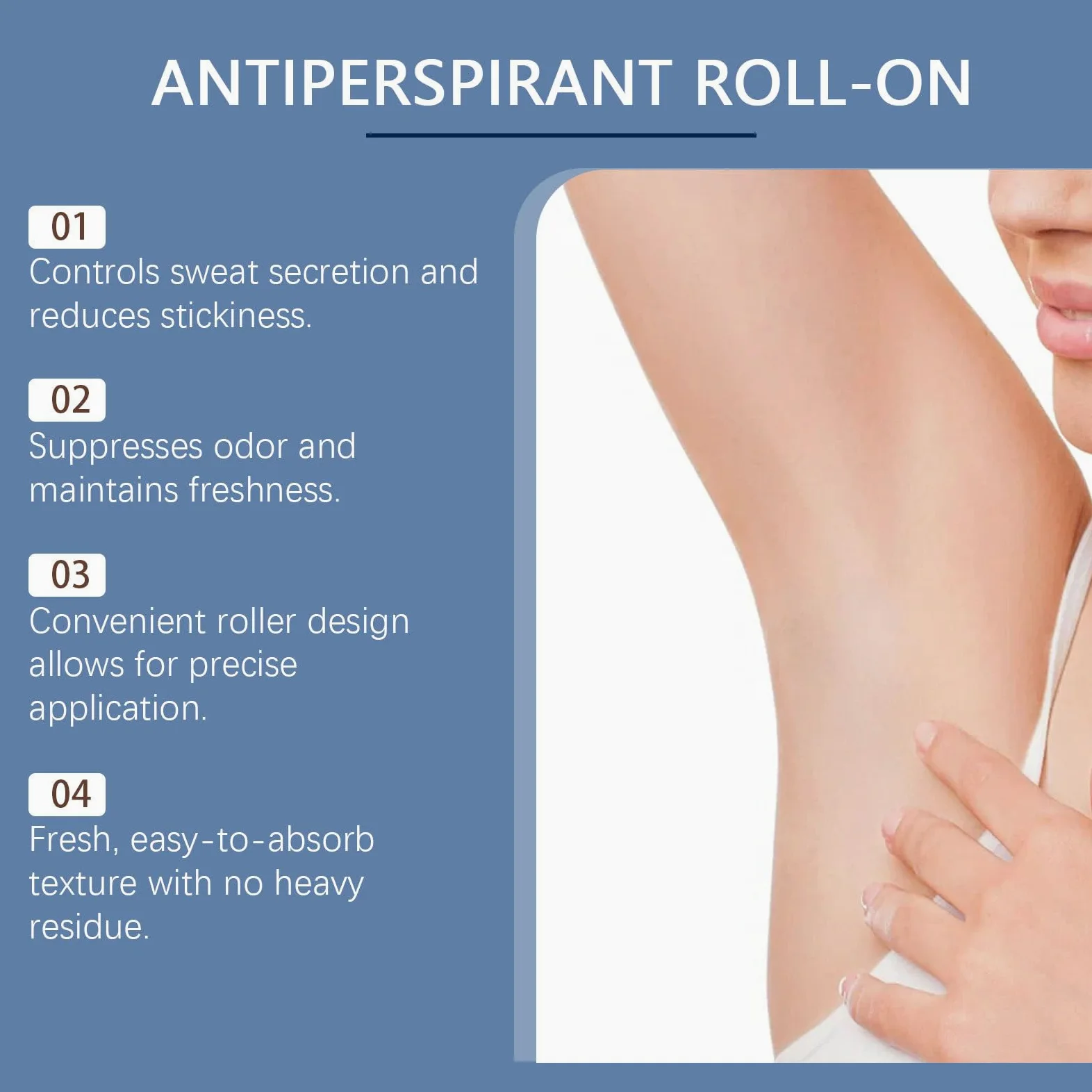 Deodorante roll-on antitraspirante al profumo di menta fresca, protezione 12 ore, non macchia, ipoallergenico per pelli sensibili, senza alcool e parabeni, 30 ml