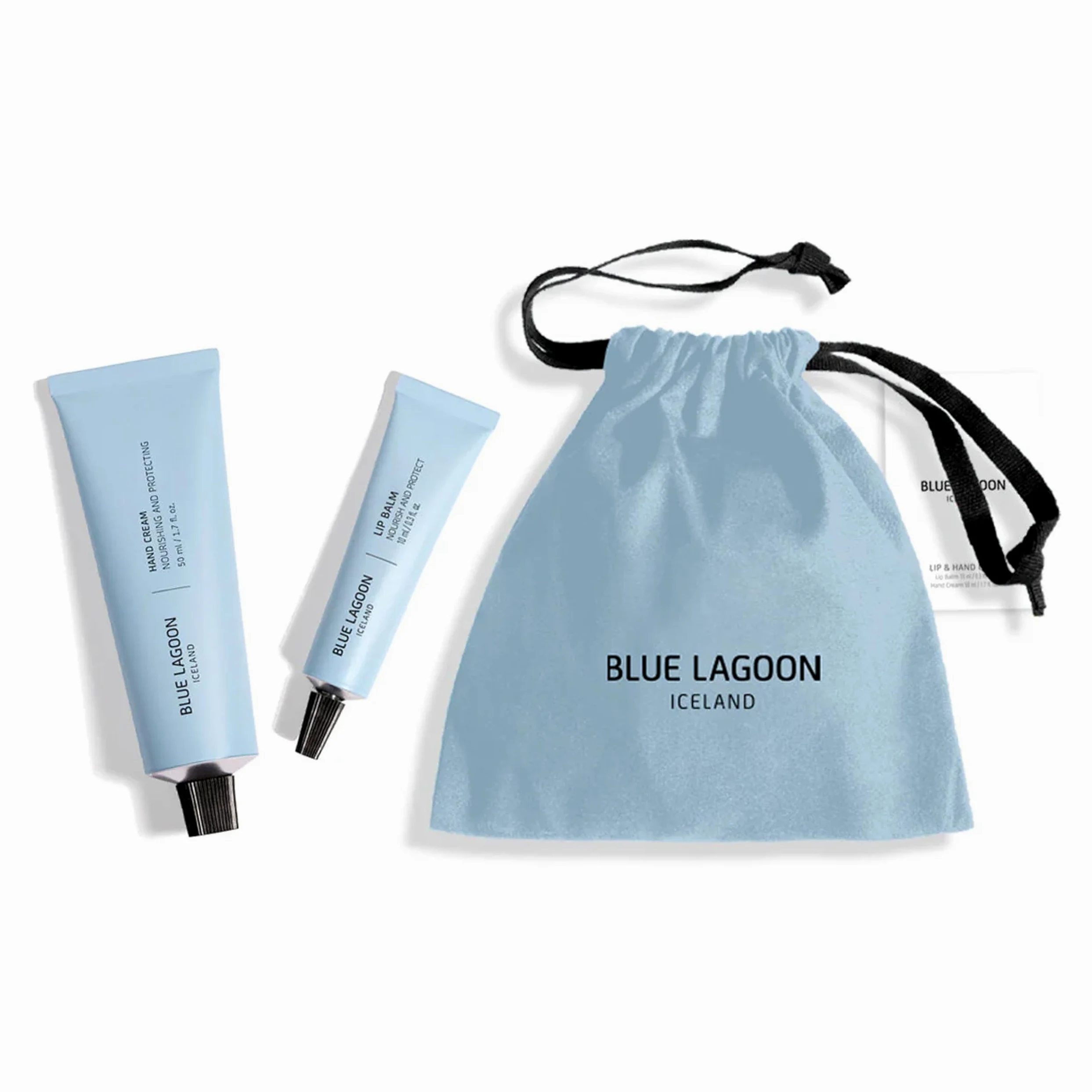 Blue Lagoon - Crema mano + Lip Balm Care Set | Cura della pelle di lusso sostenibile e bioattiva