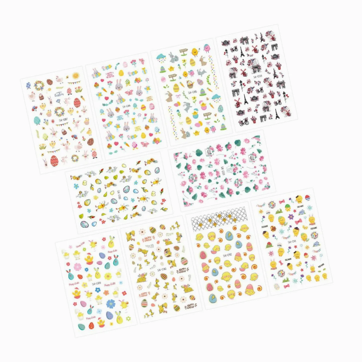 Healeved 3 Set Di Adesivi Per Nail Art Pasquali Per Bambini Fogli Adesivi Per Nail Art Pasquali Per Bambini 10 Pezzi * 3