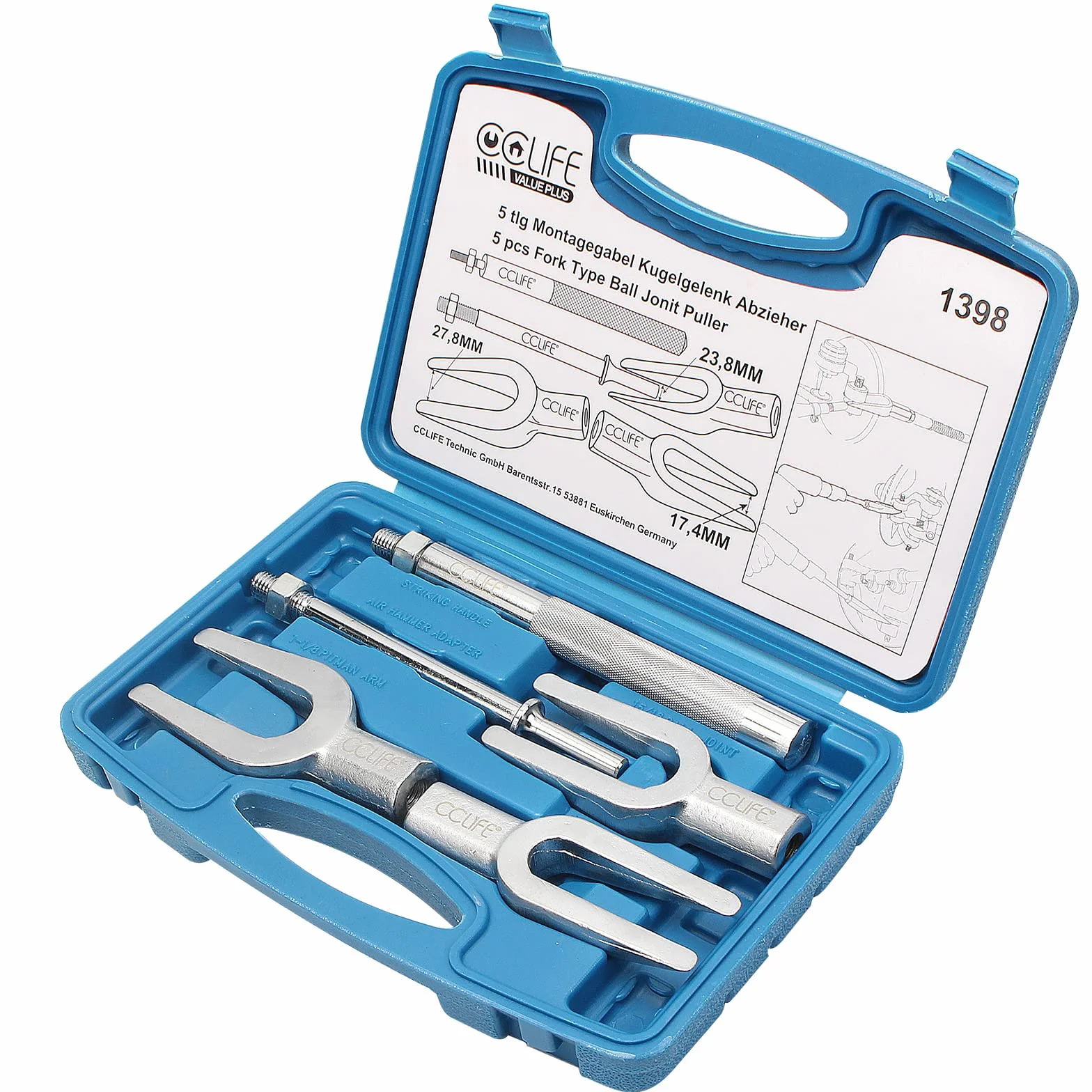 CCLIFE Estrattore Giunti Sferici a Forcella Kit 5 Pezzi 17-23-28mm